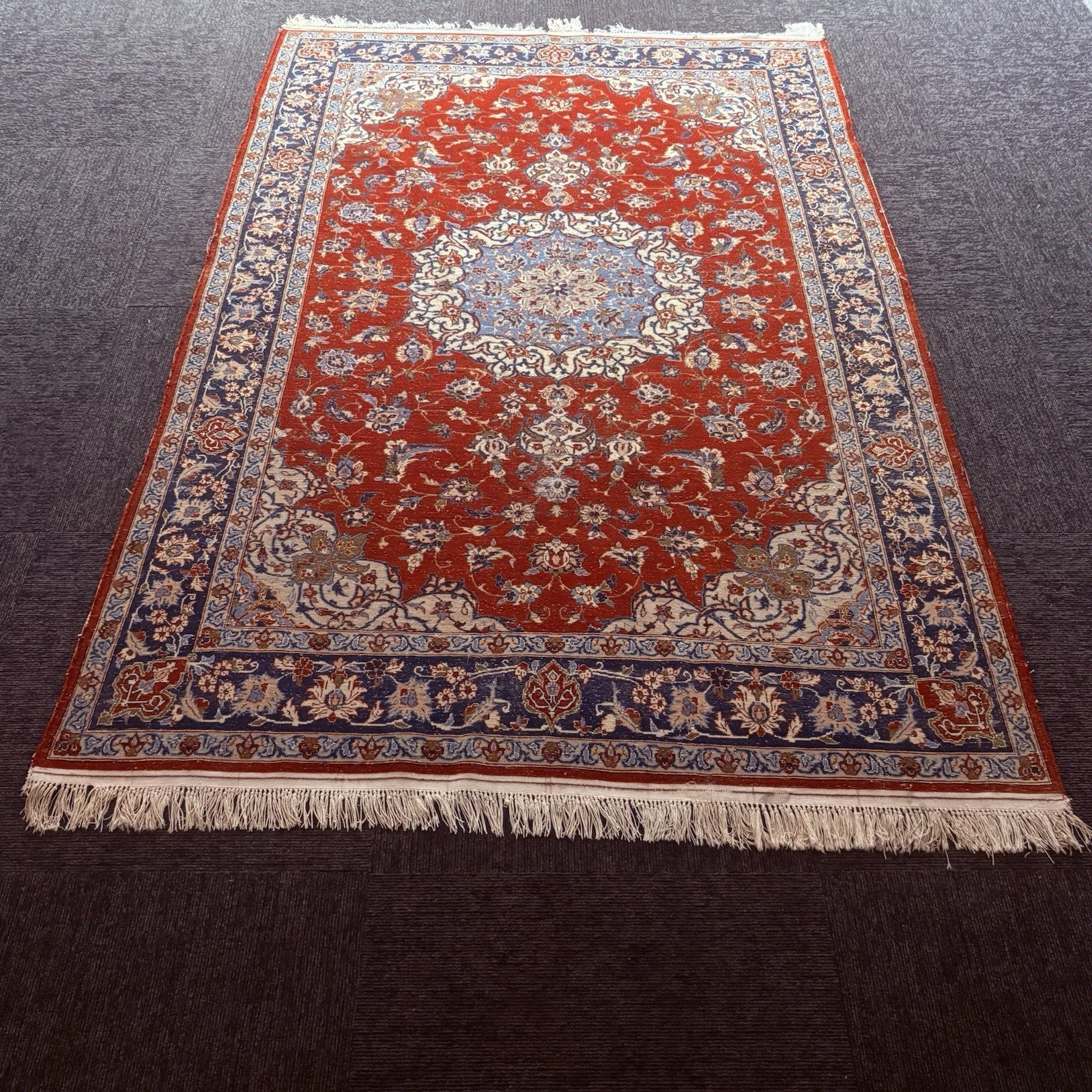 Semi-Antique Hand Knotted Rug 5x7 Medallion 324KPSI Estate Find 1970s Floral Rug14