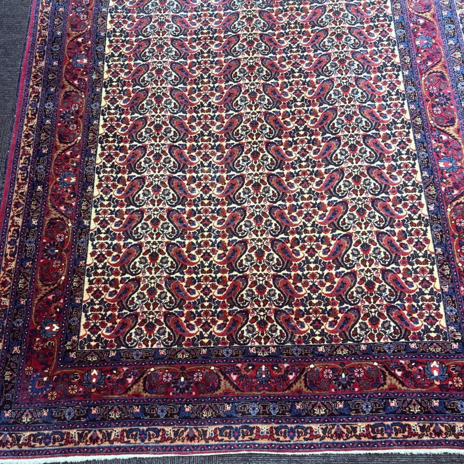 Antique 1910s Persian Bidjar Hand Knotted Paisley Boteh Rug 5x7  342KPSI14