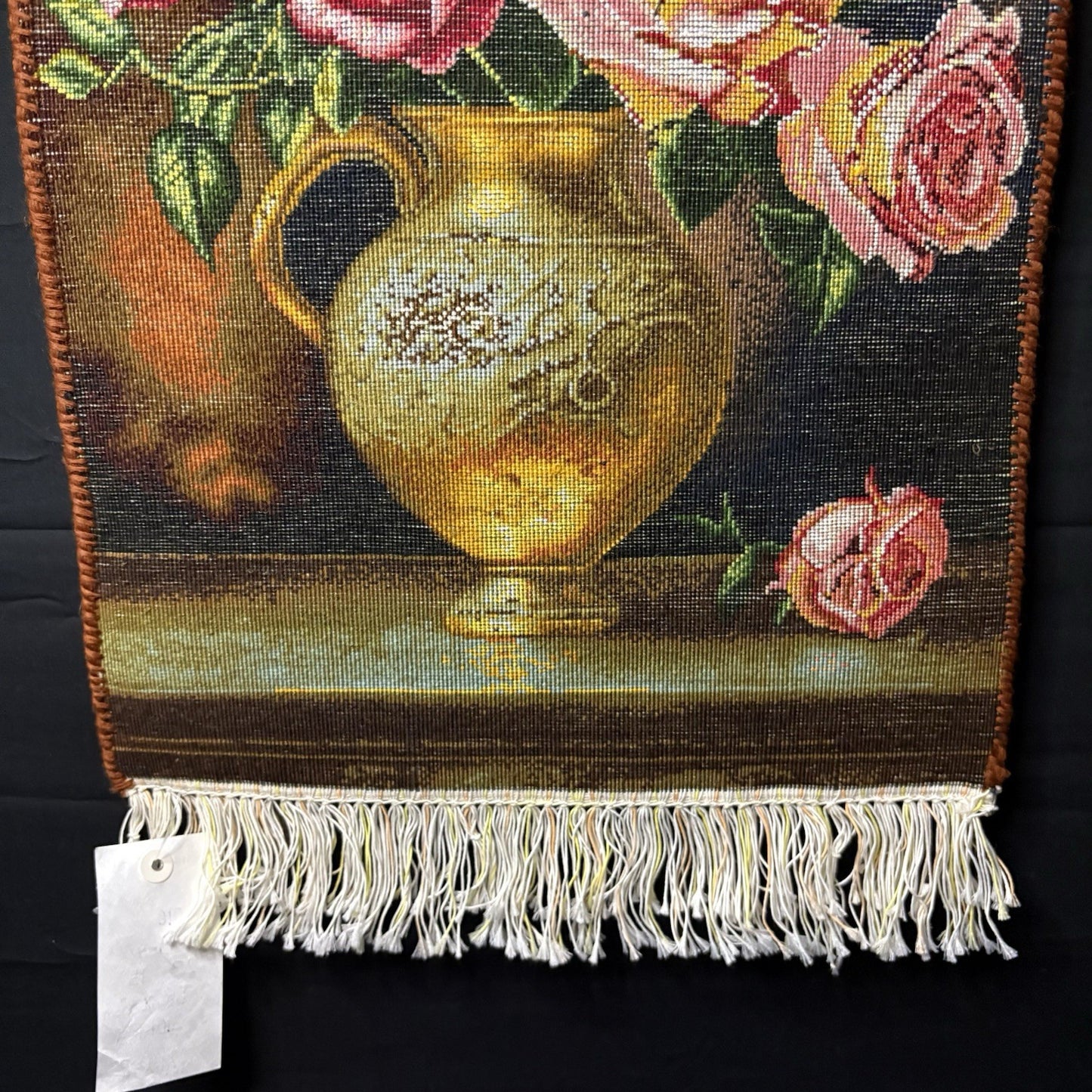 Persian Pictorial Rug Hand Knotted Flower 23”x15” 58X38cm w/Rug Hangers18