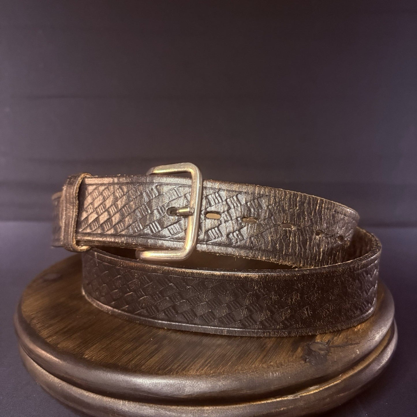 Duty Man Off Duty Belt Size 42" Chrome Buckle Basketweave Leather (6505-01)1