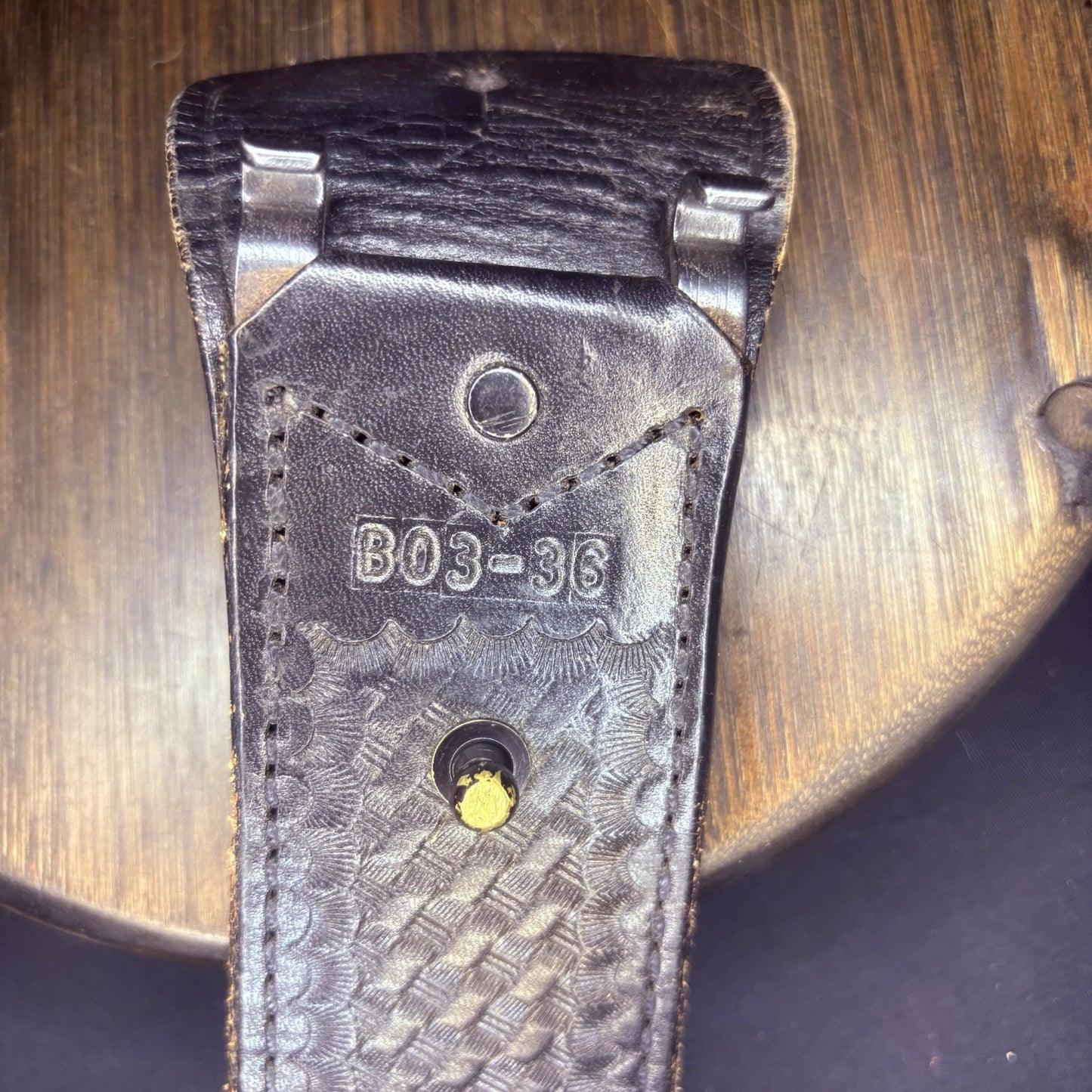 Aker Leather Duty Belt Size 36" w/Handcuff Case, Baton Ring, Radio Holster9
