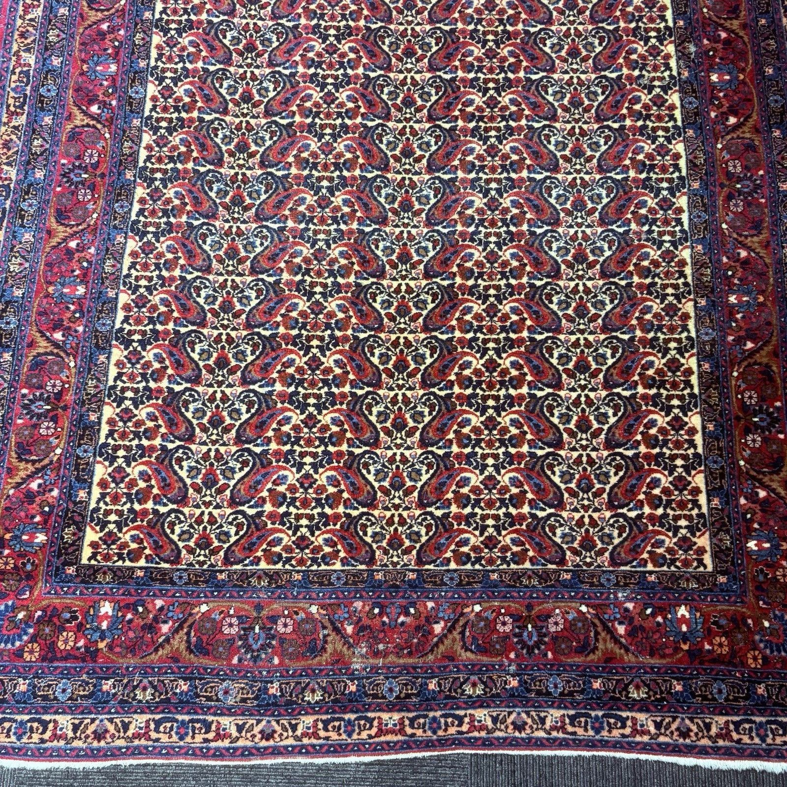 Antique 1910s Bidjar Hand Knotted Paisley Boteh Rug 5x7  342KPSI Natural Dye10