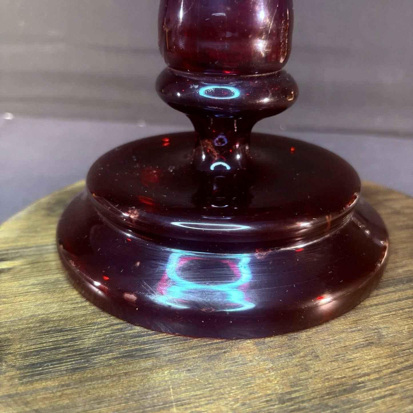 19th Century Bohemian Ruby Glass Mantle Luster 1860-1880 12" Tall 6" Diameter1