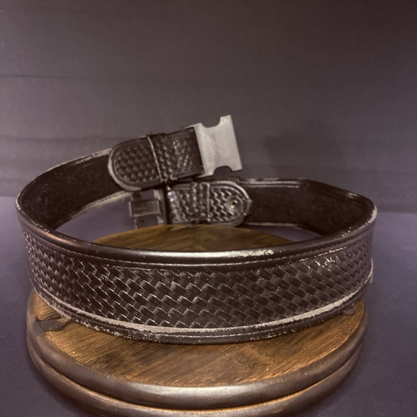 Bianchi 7950 Duty Belt Size 34”-40” w/Clip AccuMold Black Basketweave Leather3