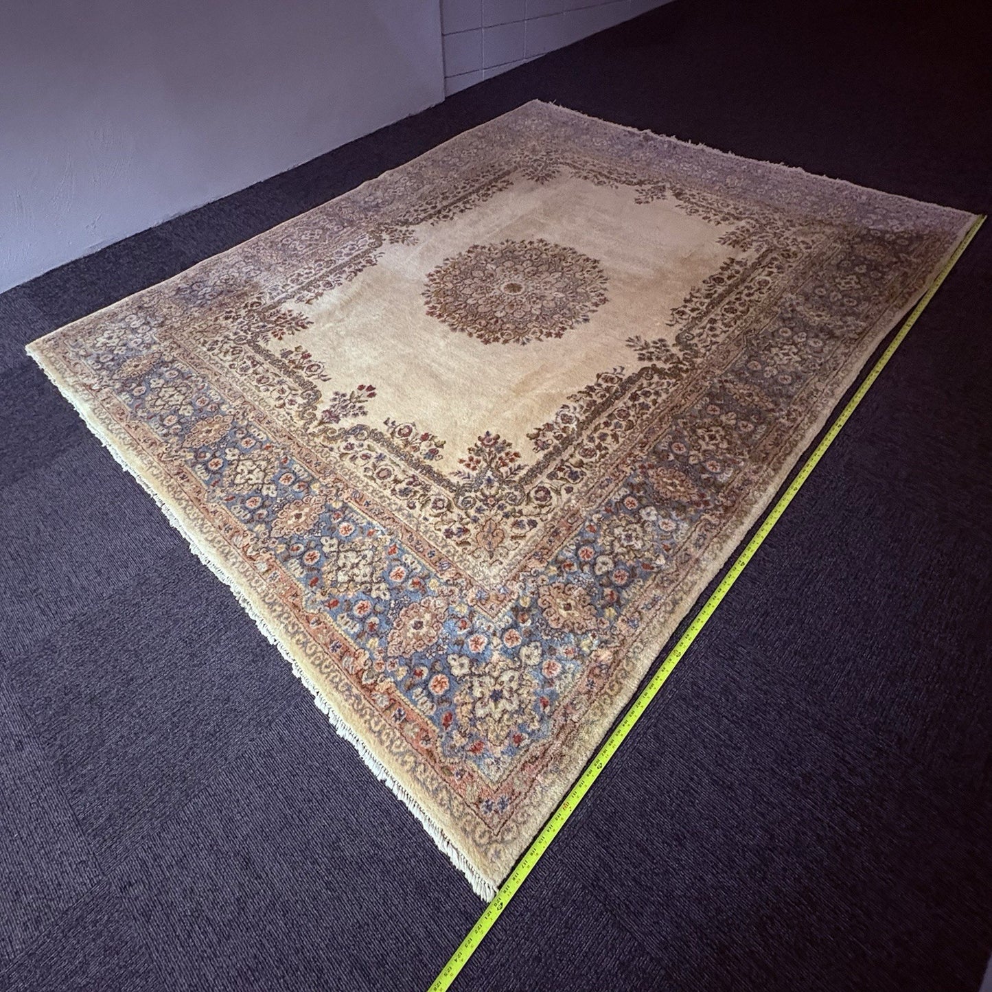 Antique Hand Knotted Rug 8'x10' Pastel Colors 289 KPSI Open Field Medallion16