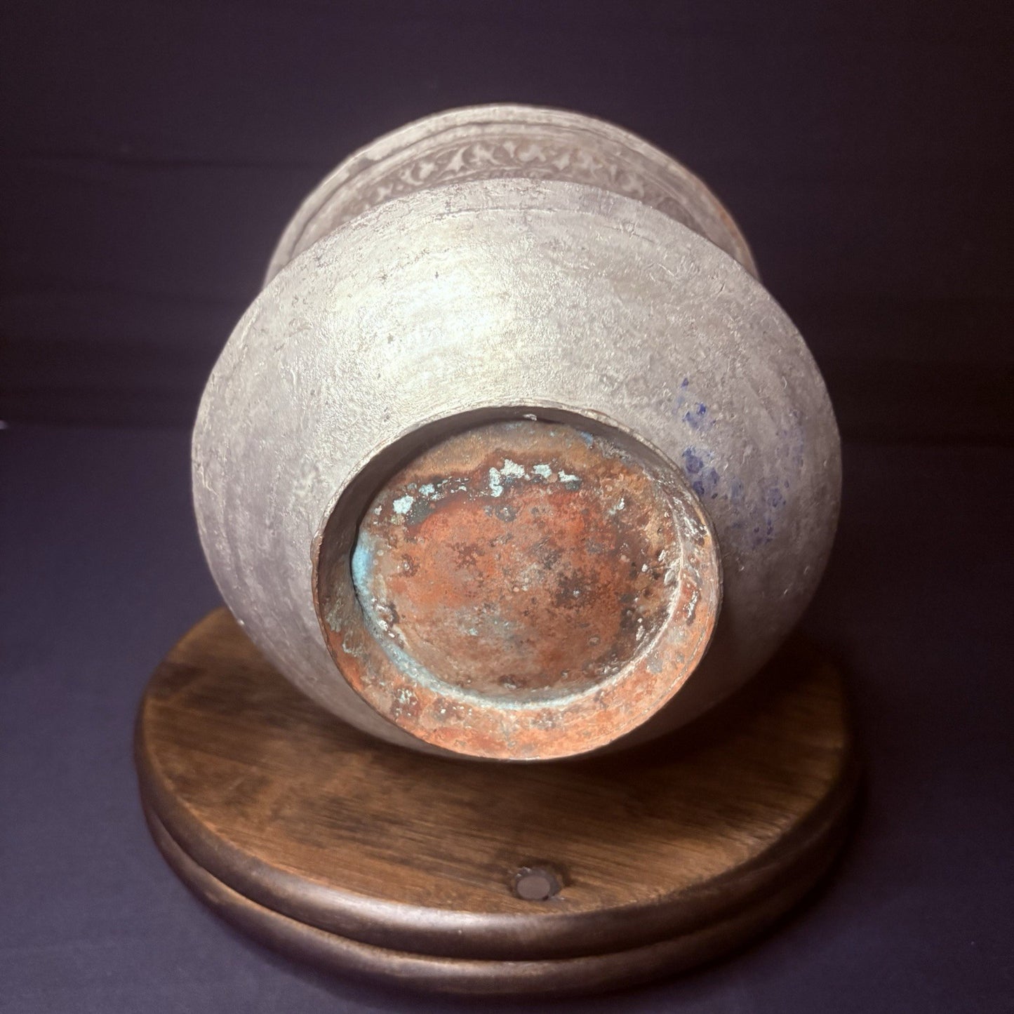 Qajar Era Copper Vessel Hand Hammered Islamic Calligraphy Tinned Late 1800s8