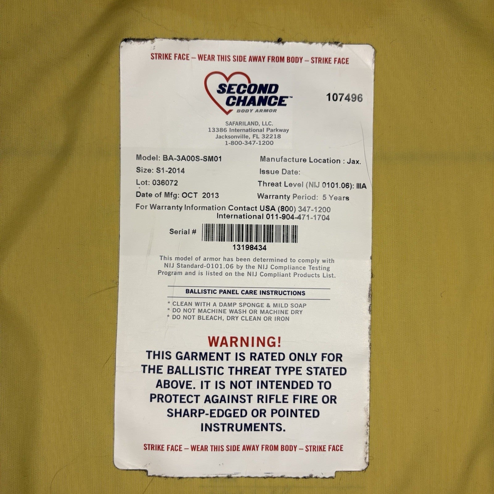 Second Chance IIIA (3A) Bullet Proof Vest Size Medium Concealable Ballistic Vest8