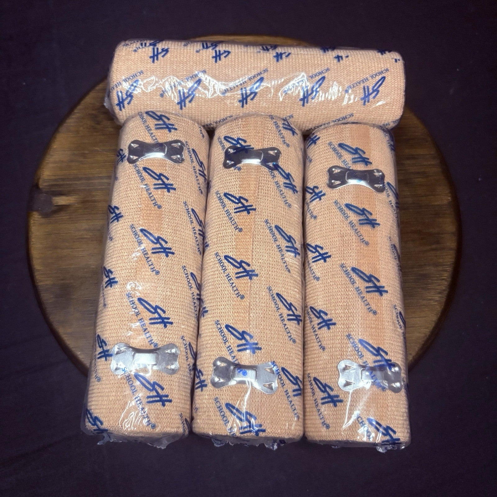 (4 Pack) School Health 6" Compression Bandages, Cotton Elastic Body Wrap w/Clips5