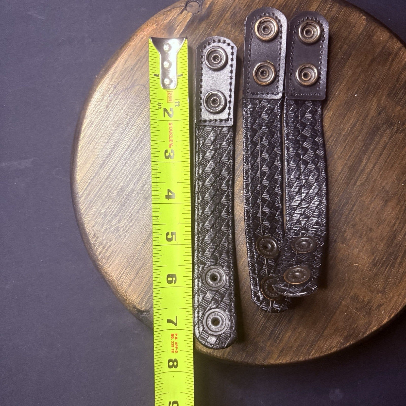 Bianchi Duty Belt Keepers Basket Weave Leather 7.5” Hidden Double Snaps (3 Lot)5