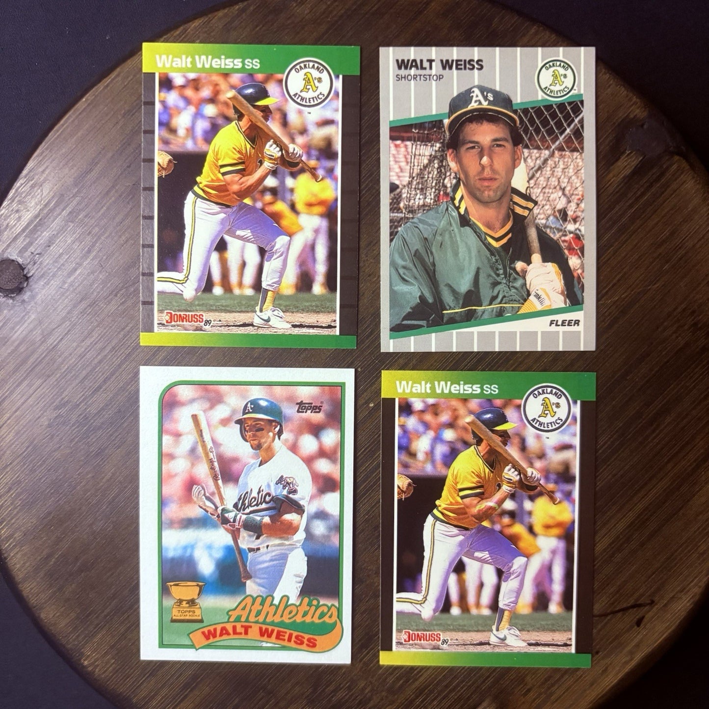 1989 Walt Weiss Trading Card (Lot Of 4) #316, #446, #24 HIGH GRADE0