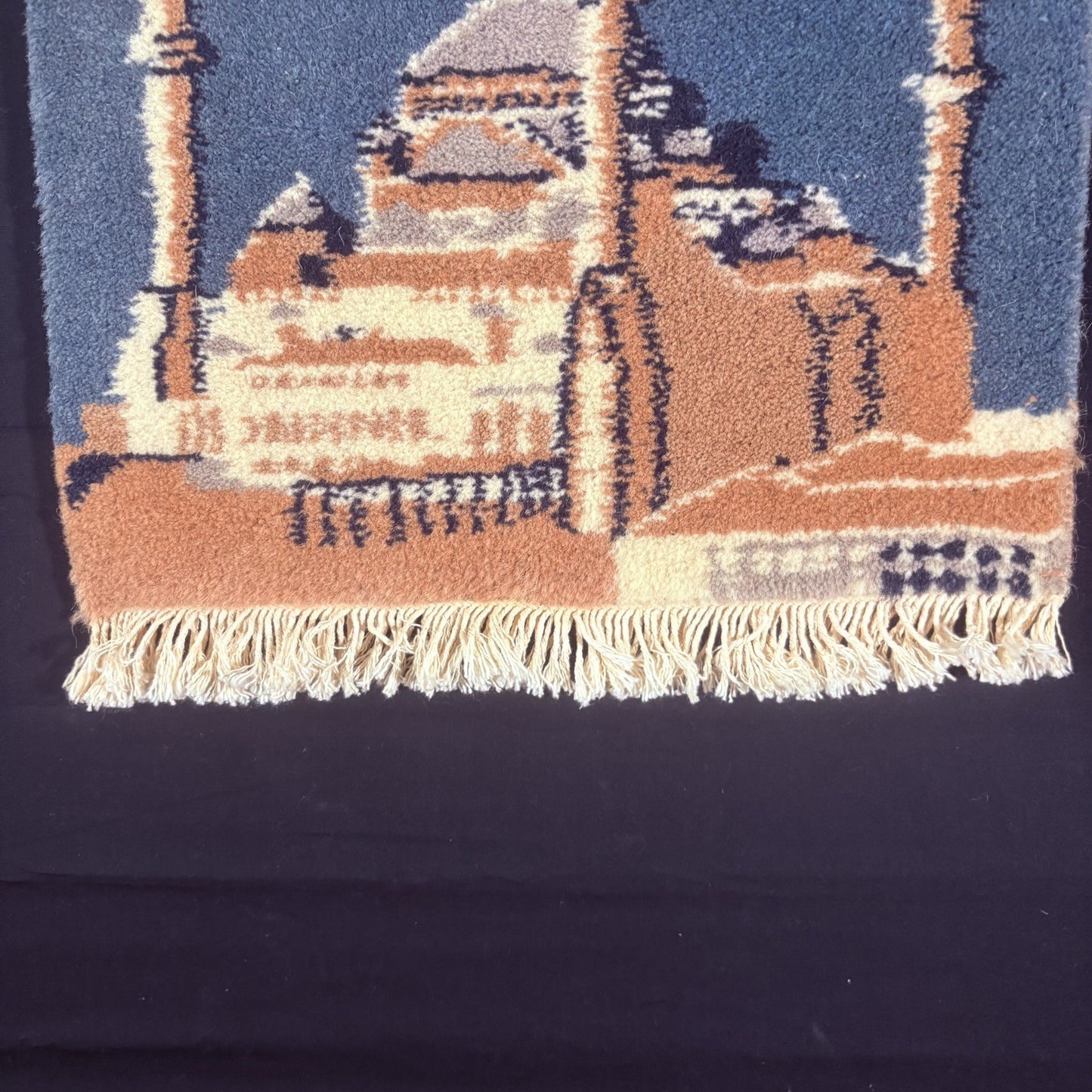 Hand Knotted Muslim Rug Turkish Pictorial Prayer Rug 2x1 Mosque Very Thick7