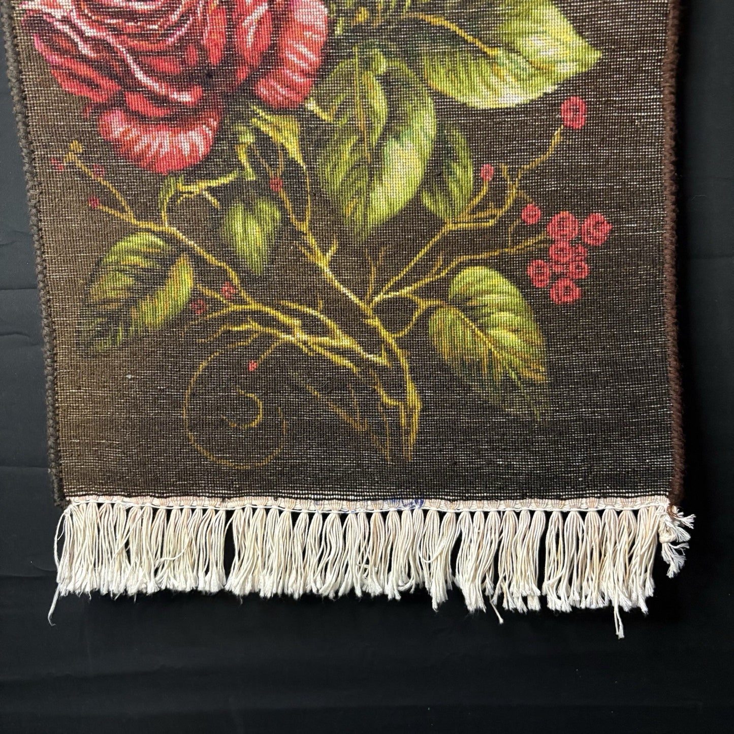 Persian Pictorial Rug Hand Knotted Silk 3D Roses 24”x16” 240KPSI w/Rug Hangers16
