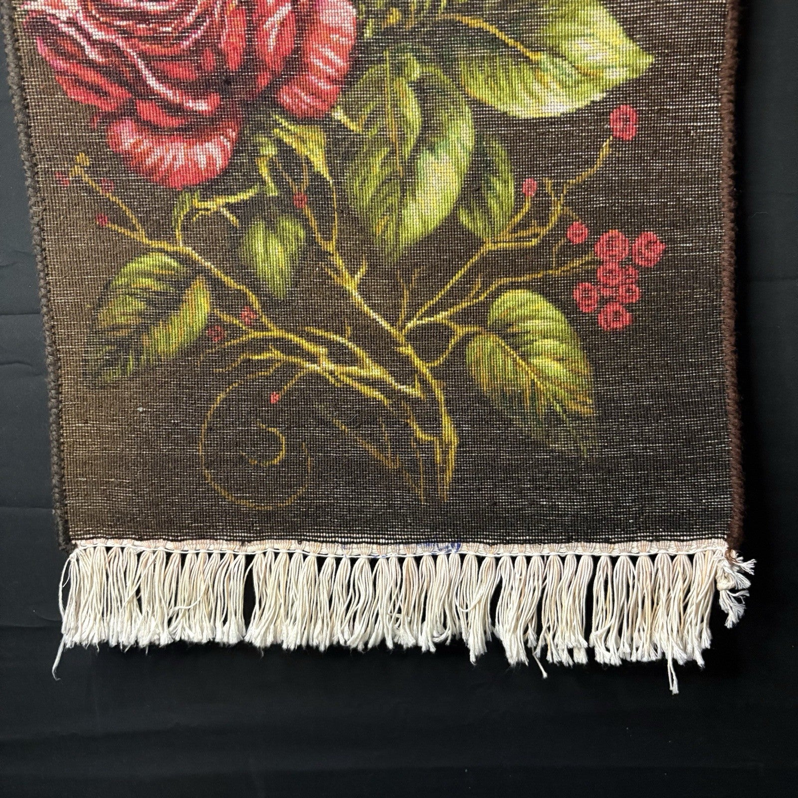 Persian Pictorial Rug Hand Knotted Silk 3D Roses 24”x16” 240KPSI w/Rug Hangers16