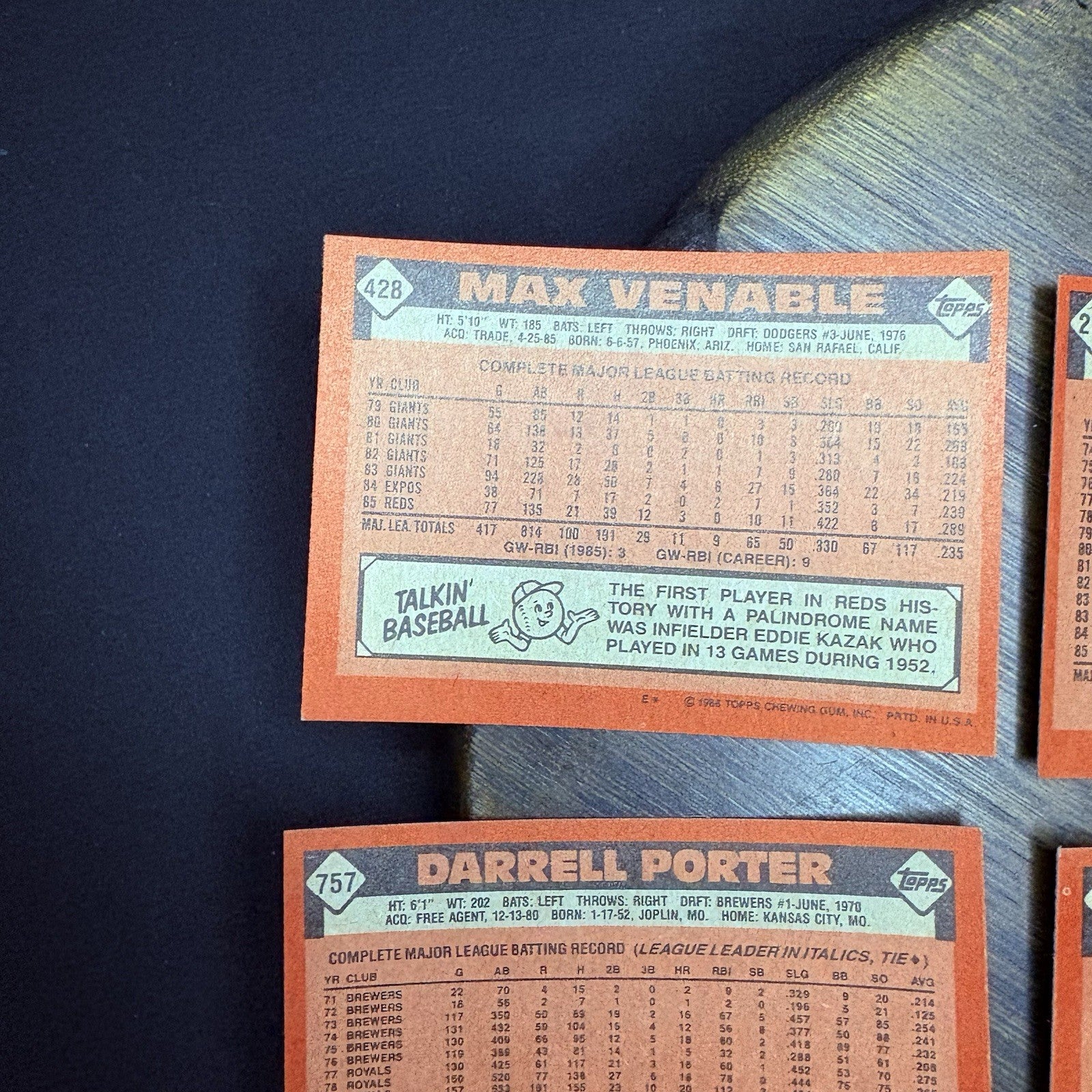 1986 Topps High Grade Baseball Cards (7 Card Lot)15