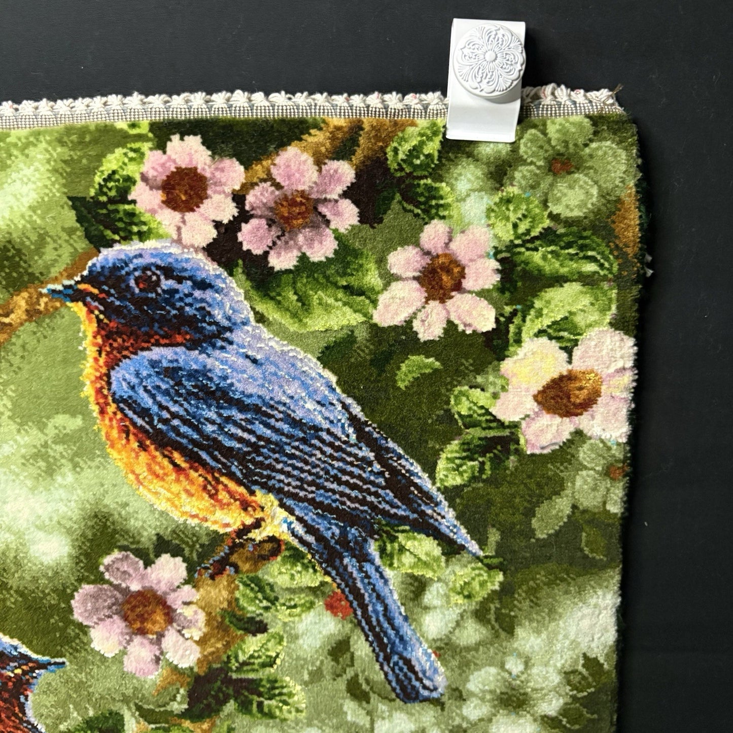 Pictorial Rug Hand Knotted Birds 24”x16” 60X40cm 224KPSI w/Rug Hangers11