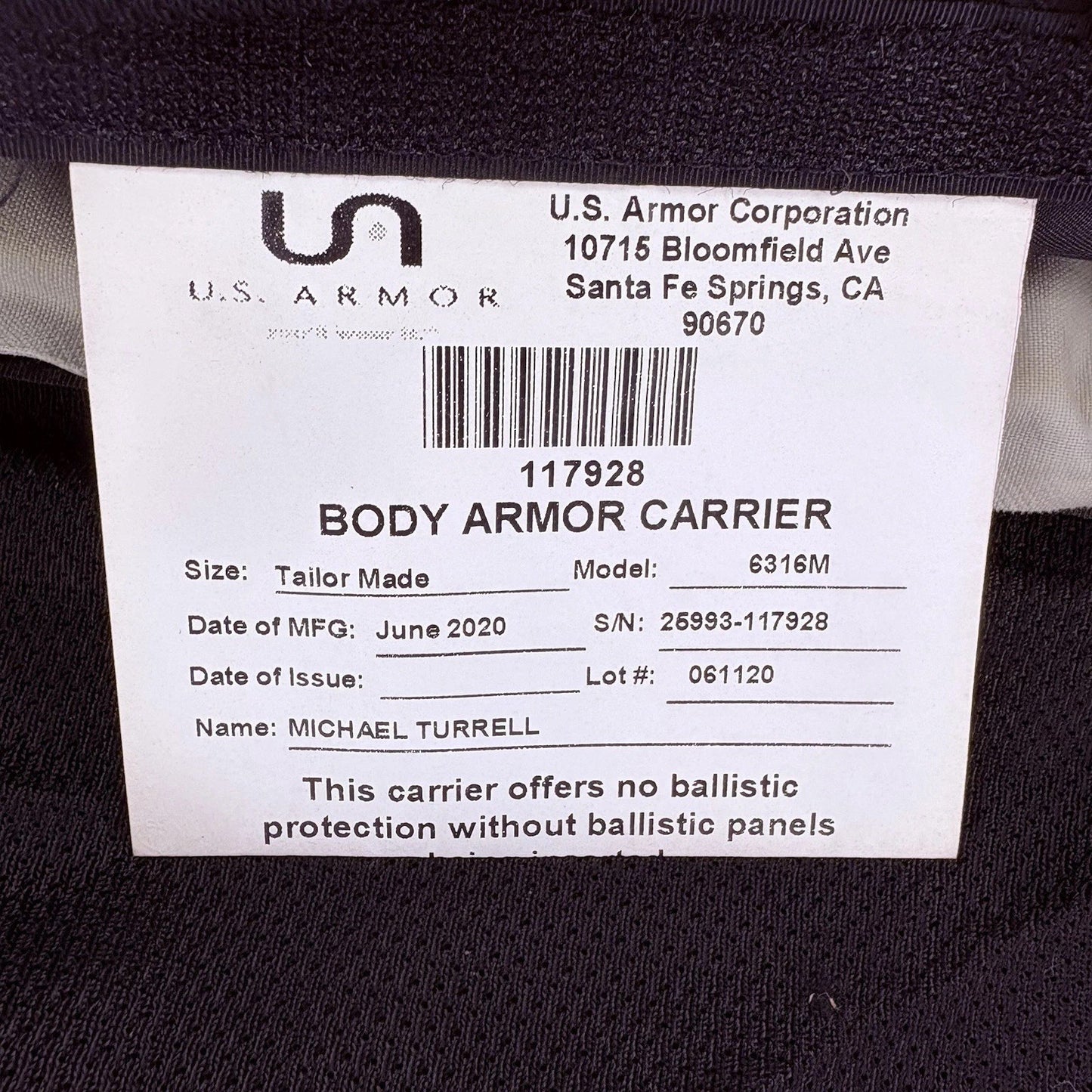 US Armor Level II (2) Bullet Proof Vest ~Size XL~ 2020 Concealable Ballistic15