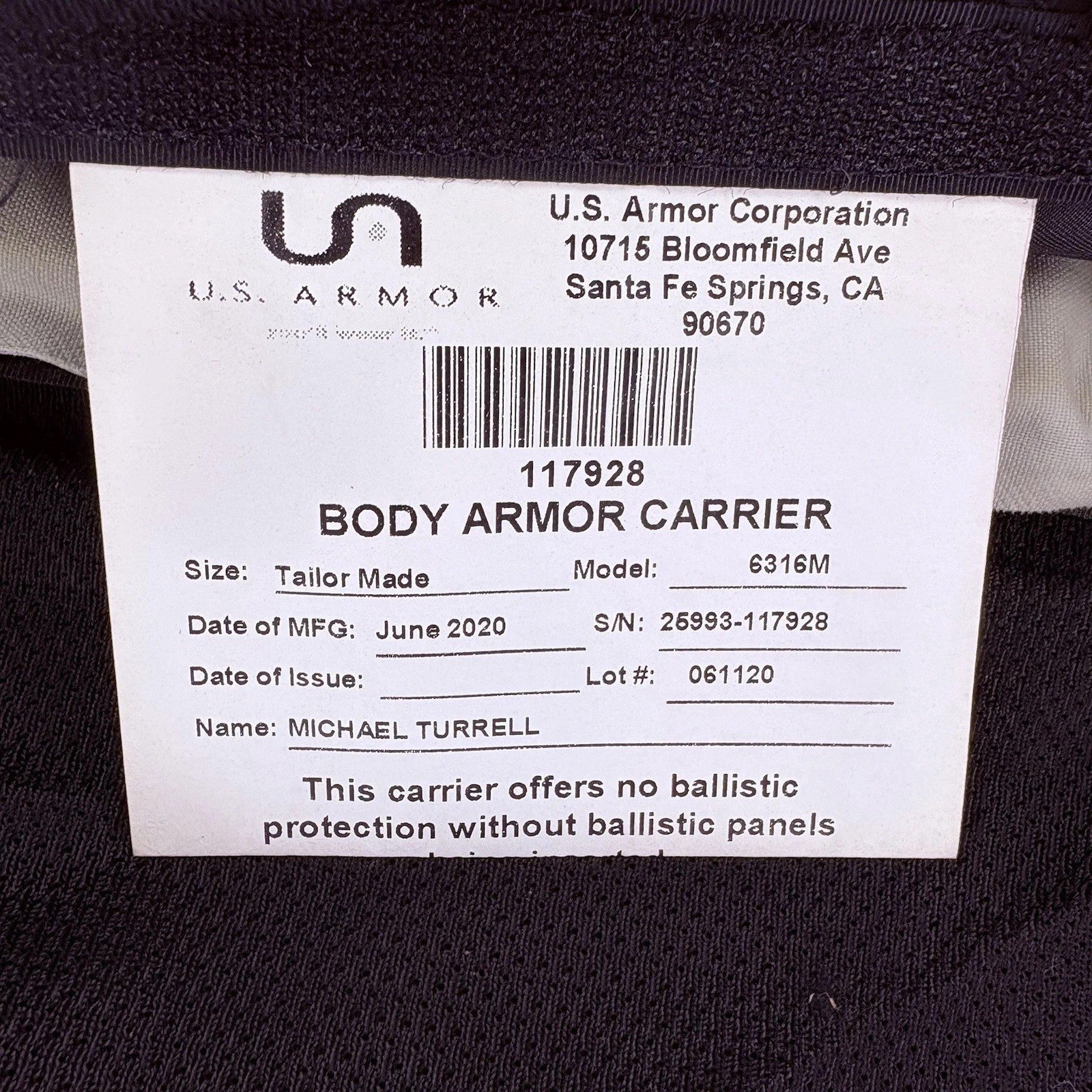US Armor Level II (2) Bullet Proof Vest ~Size XL~ 2020 Concealable Ballistic15