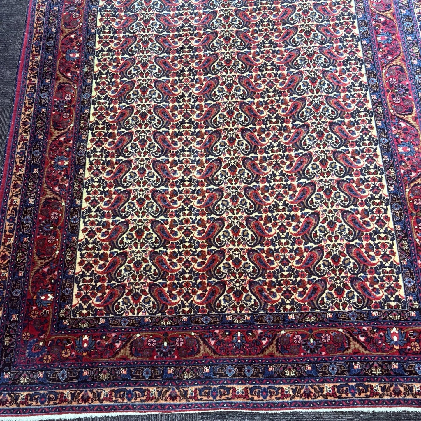 Antique 1910s Bidjar Hand Knotted Paisley Boteh Rug 5x7  342KPSI Natural Dye14