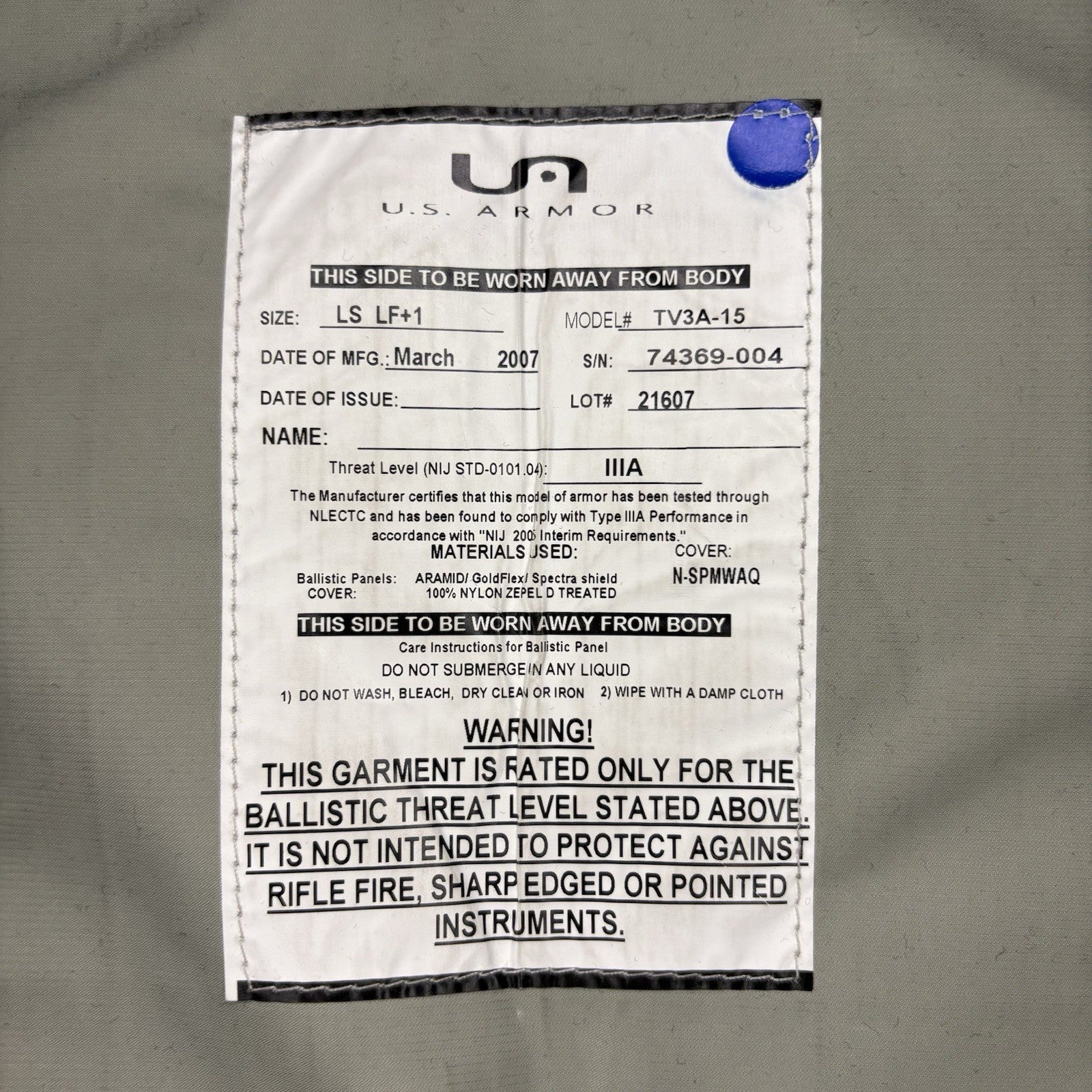 US Armor 3A Bullet Proof Vest Size Female LARGE Ballistic IIIA with Trauma Plate9