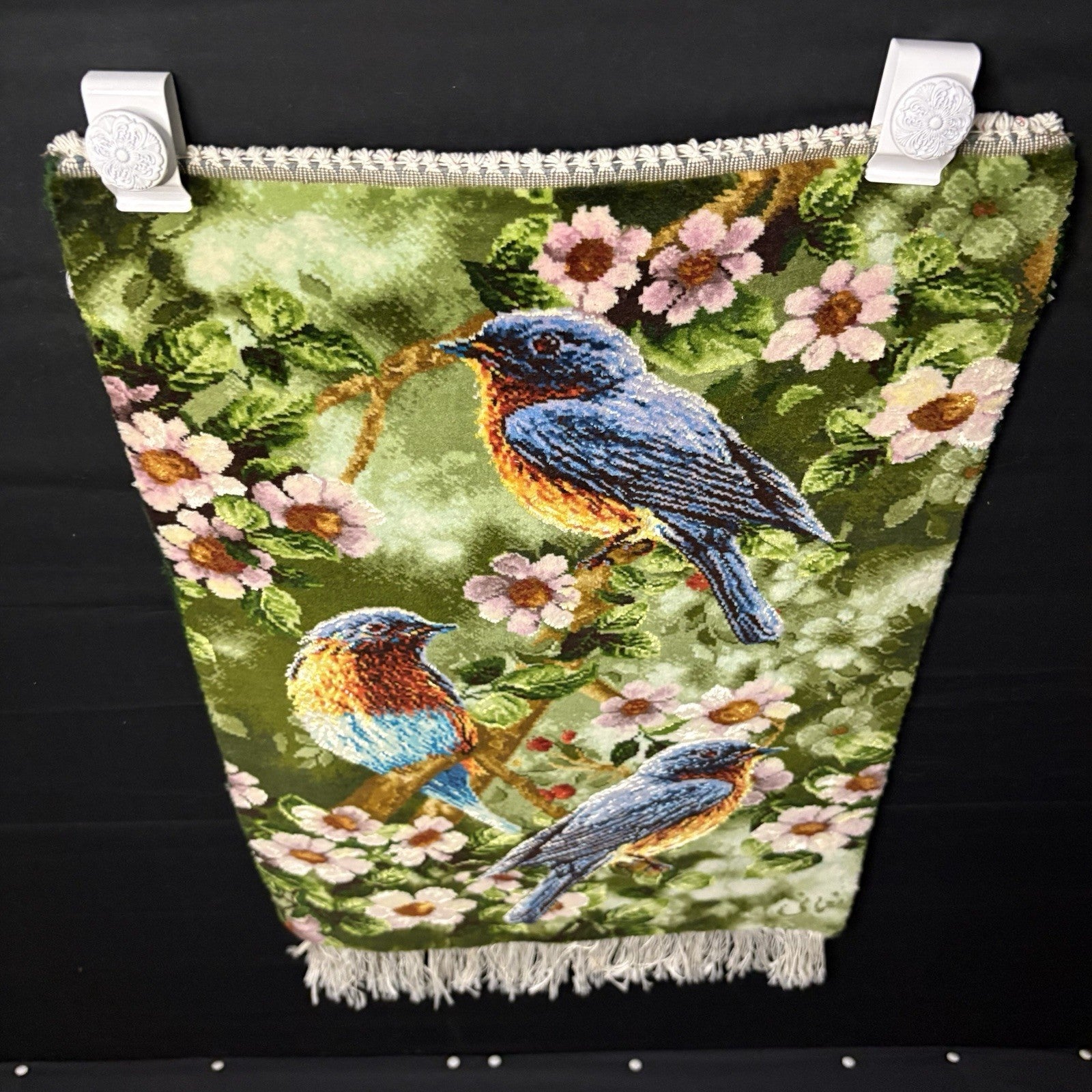 Pictorial Rug Hand Knotted Birds 24”x16” 60X40cm 224KPSI w/Rug Hangers5