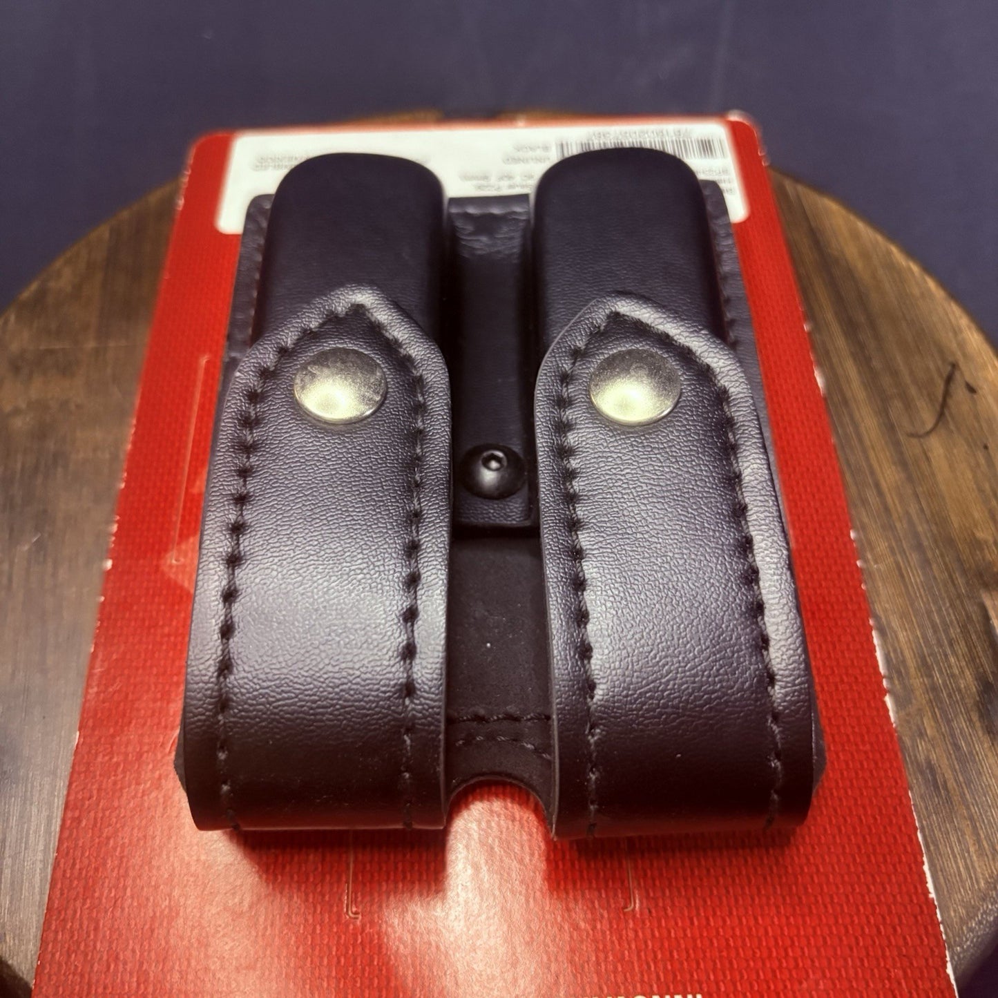 Safariland 77 Double Magazine Pouch Leather Plain Black Chrome Glock 9mm, .406