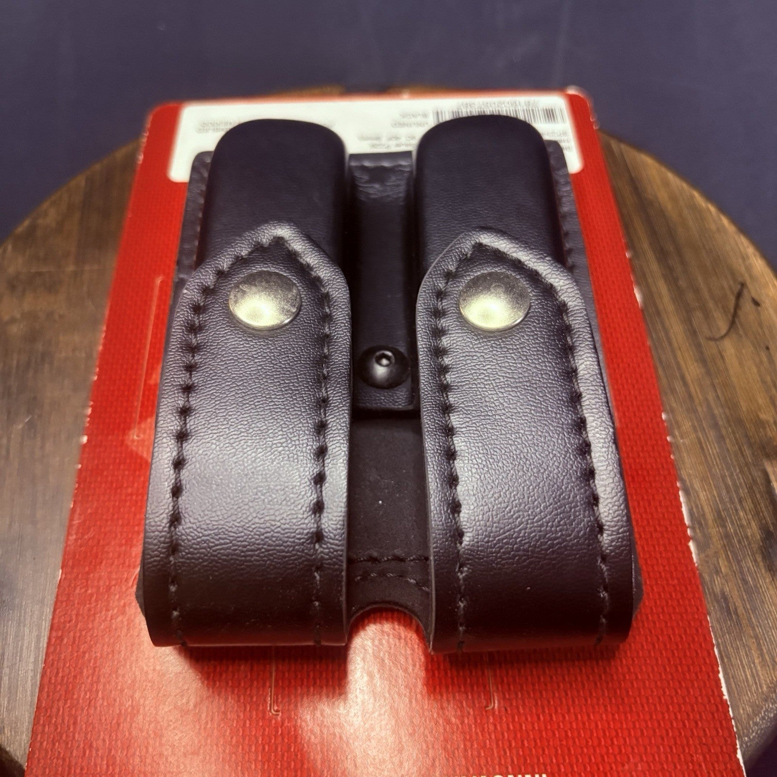 Safariland 77 Double Magazine Pouch Leather Plain Black Chrome Glock 9mm, .406