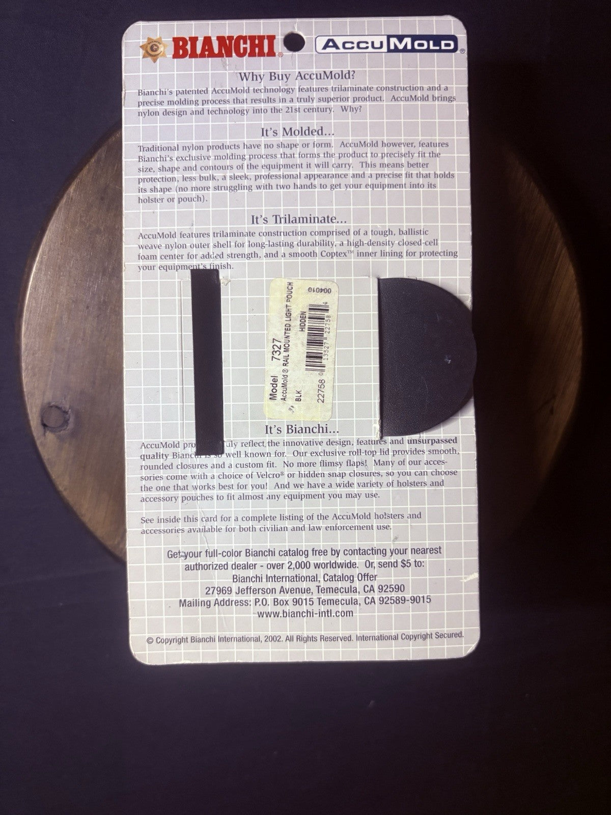 Bianchi 7327 Rail Mount Light Pouch Streamlight M3 or M5 Light AccuMold Size 16