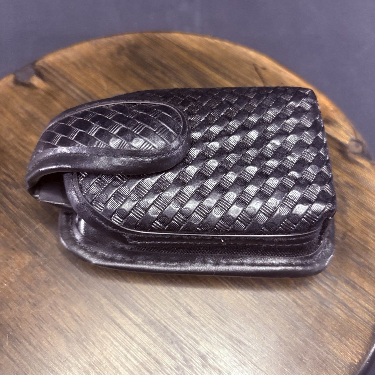 TUFF Leather Utility Pouch Basket Weave w/Belt Clip, For Recorder, Phone, Camera7