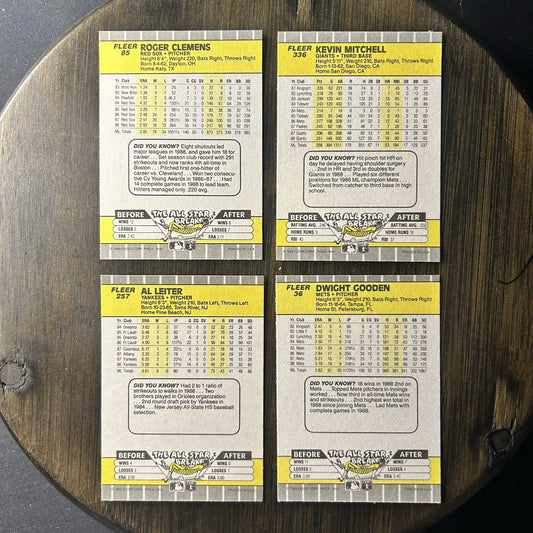 1989 Fleer  Baseball Trading Cards Lot Of (4) 1