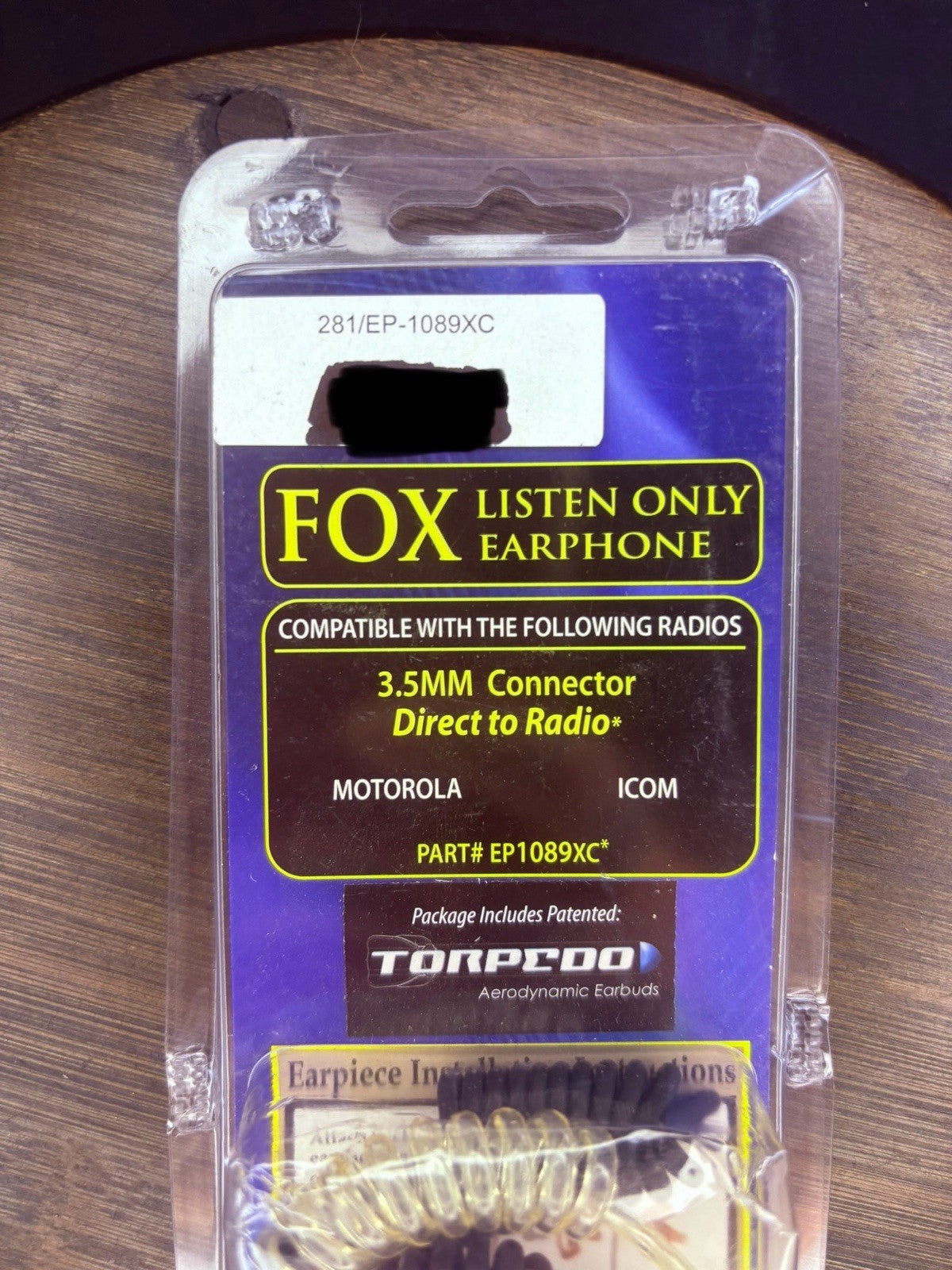 FOX CT Listen-Only Earpiece EP1089XC w/ Clear-Coiled Tube By Earphone Connection2