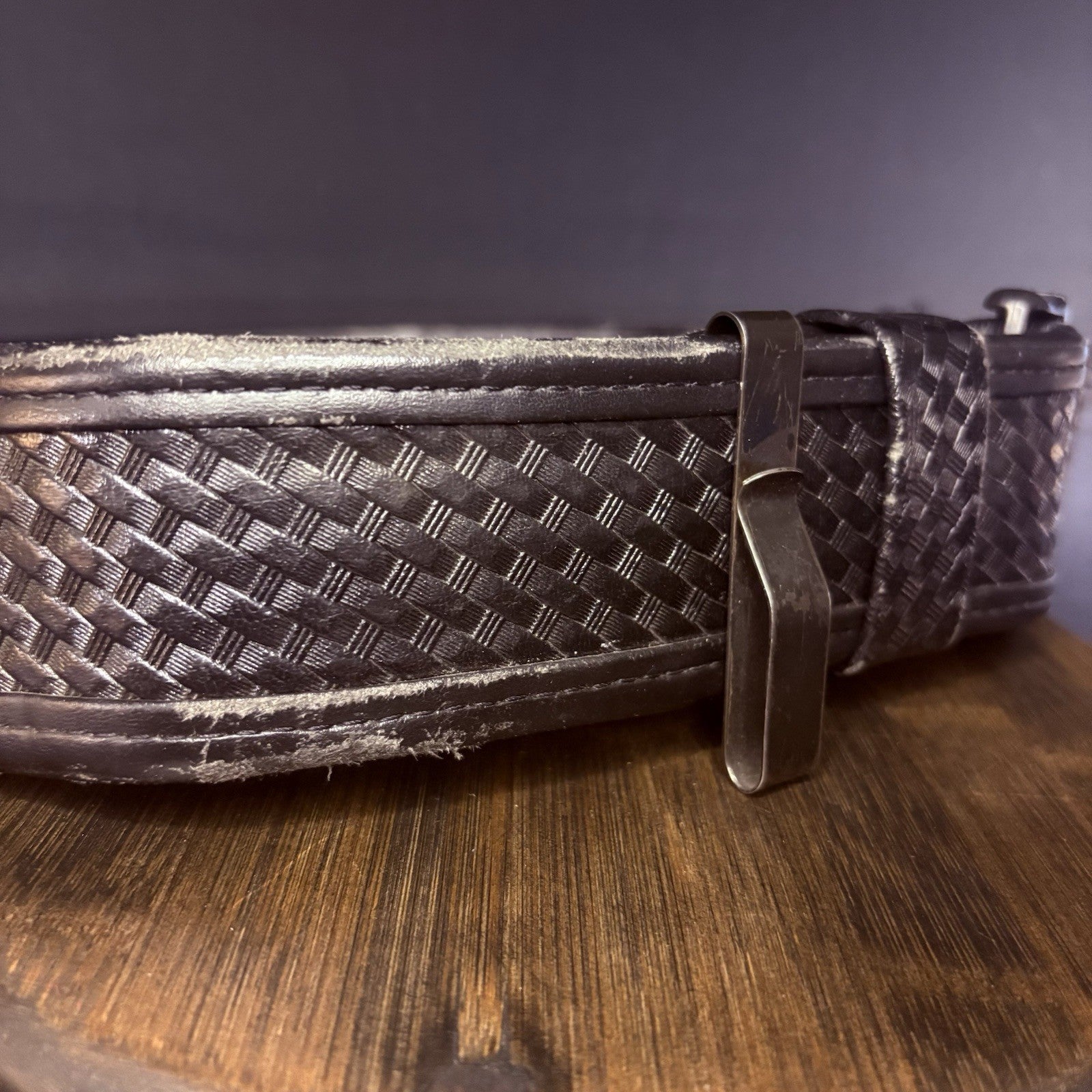 Bianchi 7950 Duty Belt Size 34”-40” w/Clip AccuMold Black Basketweave Leather2