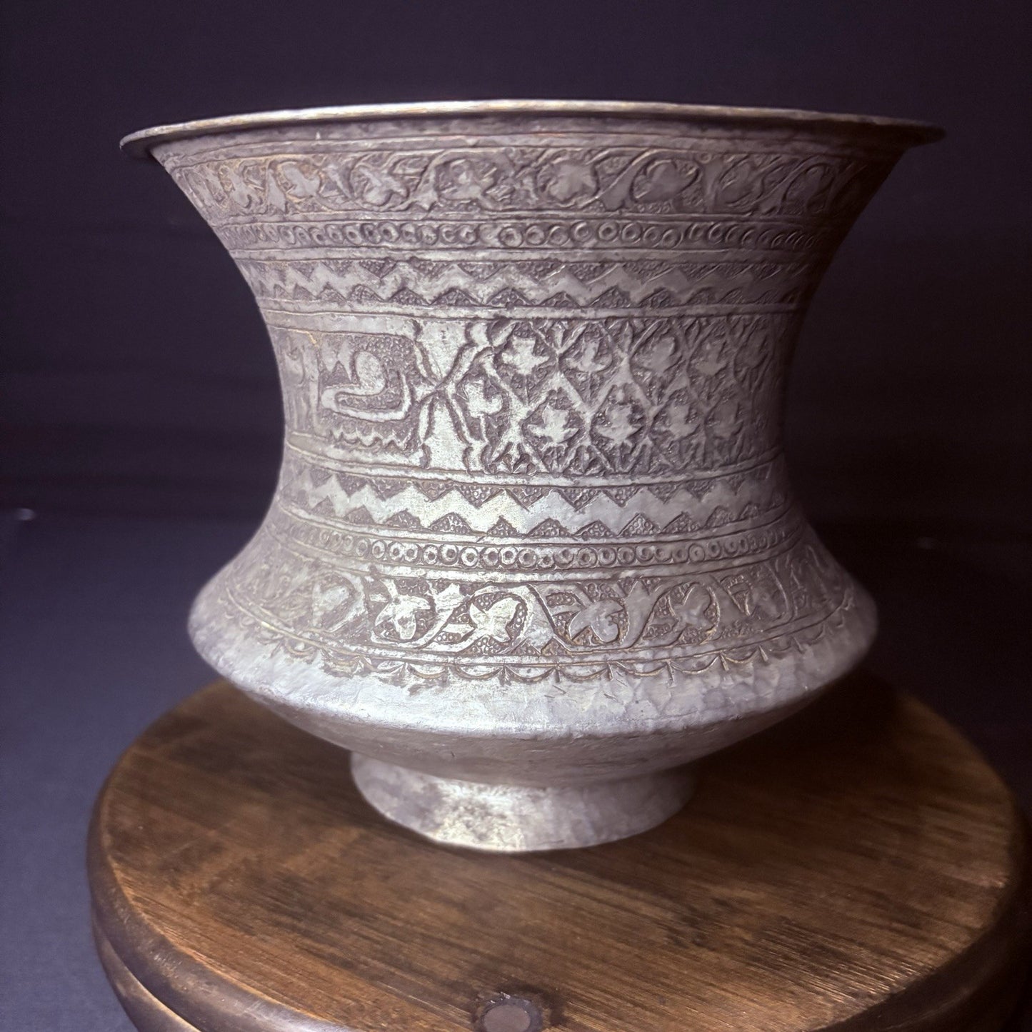 Qajar Era Copper Vessel Hand Hammered Islamic Calligraphy Tinned Late 1800s1