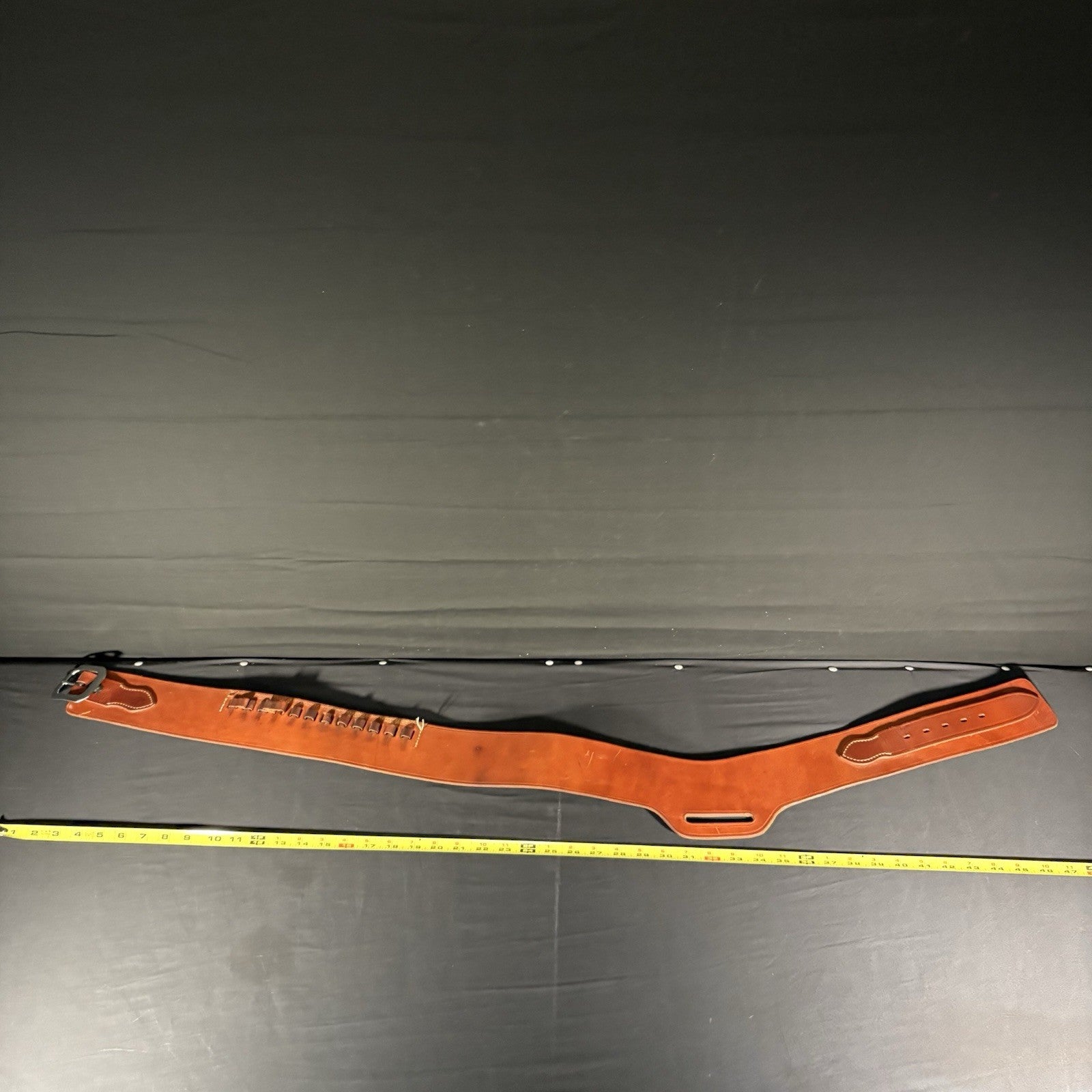 Western Style Leather Bullet Loop Belt For Single Action Holster , Brass Buckle0