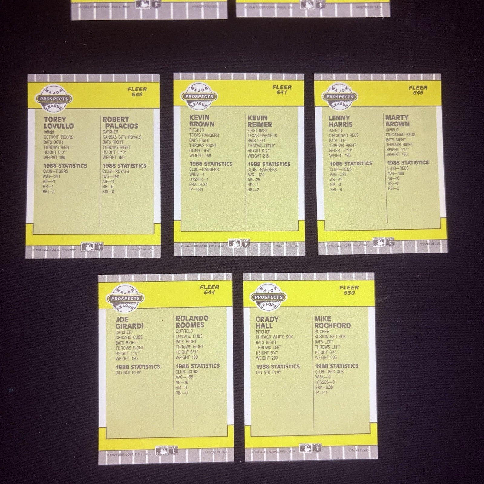 1989 Fleer Baseball Major League Prospects Trading Cards (Lot Of 12) High Grade16