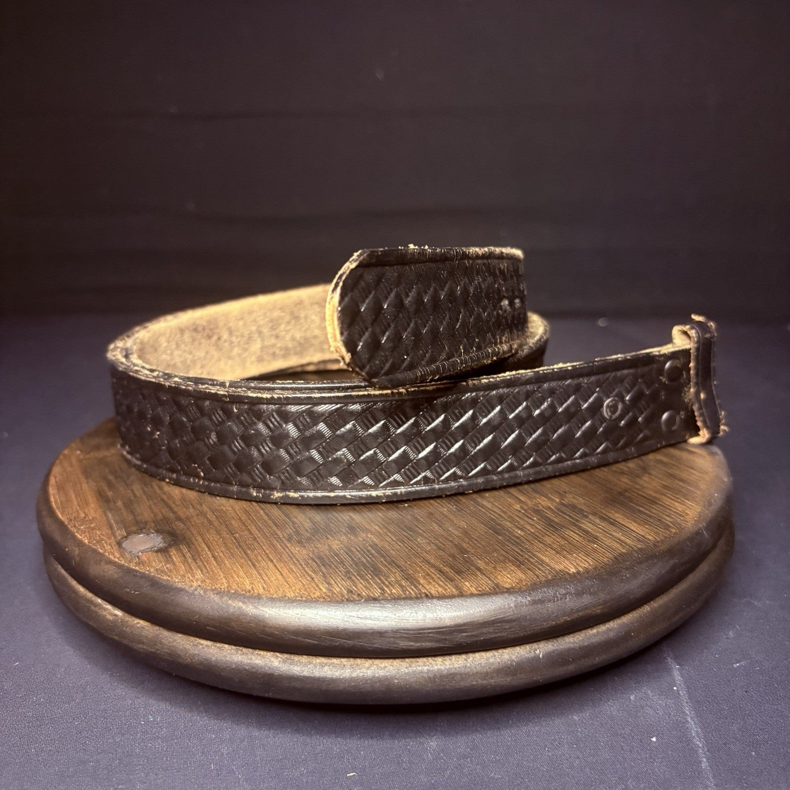 Leather Duty Belt (Size 40") Waist Black Basket Weave Leather3