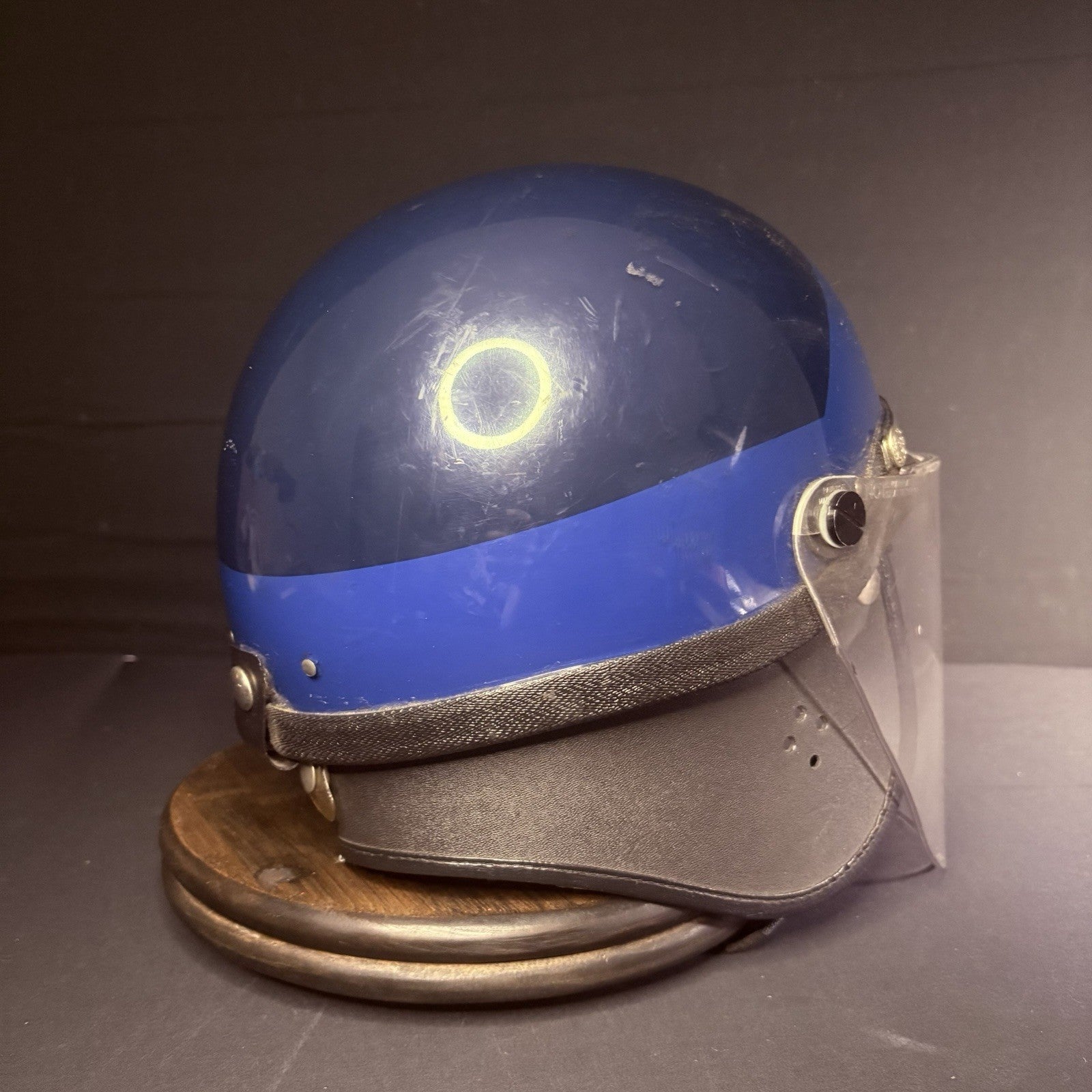 Vintage Police Riot Helmet Blue (Size Extra Large) w/ Removable Face Shield2
