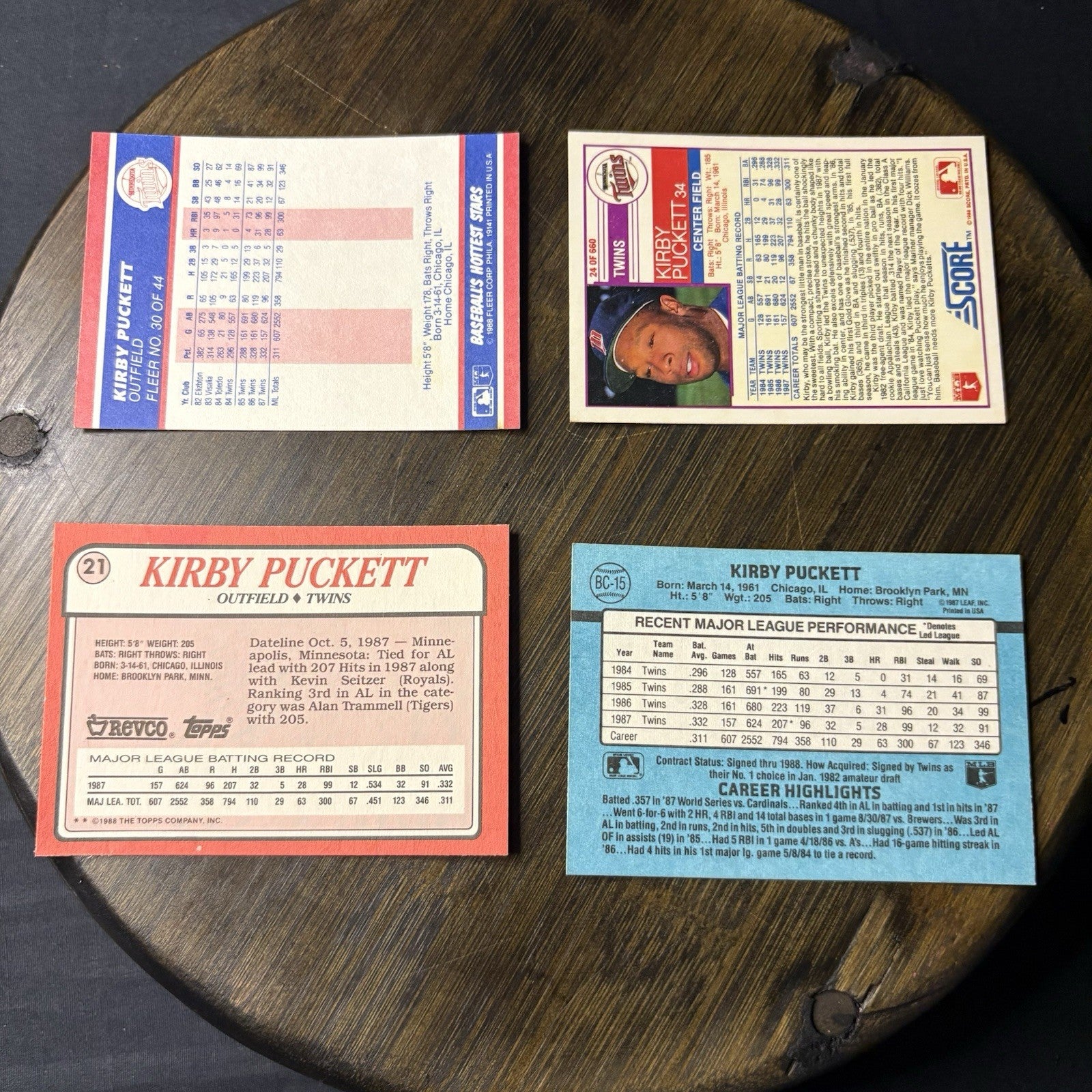 Kirby Puckett 8 Card Lot MLB Mint Condition 16
