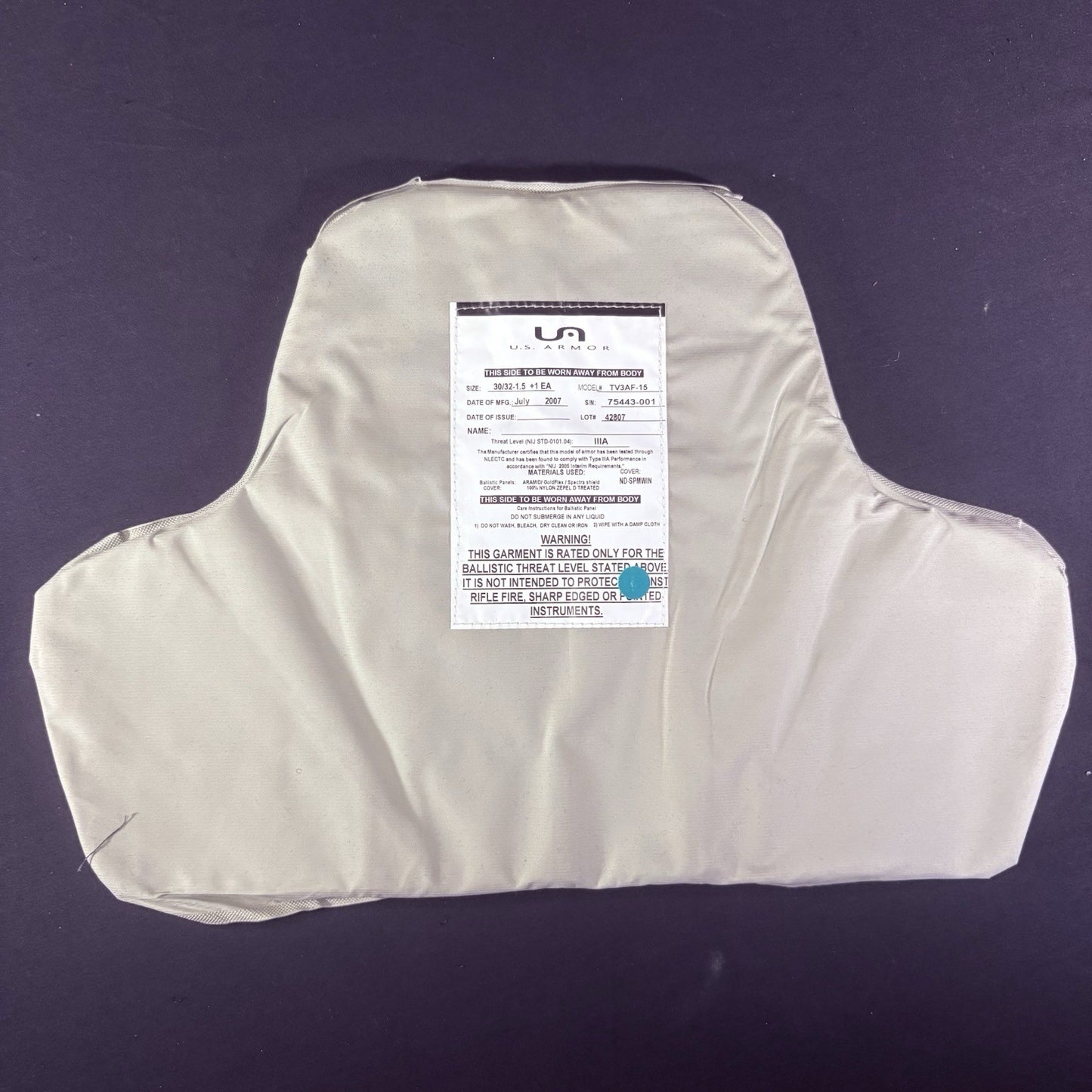 US Armor IIIA (3A) Bullet Proof Vest (Size Female SMALL) With Trauma Plate13