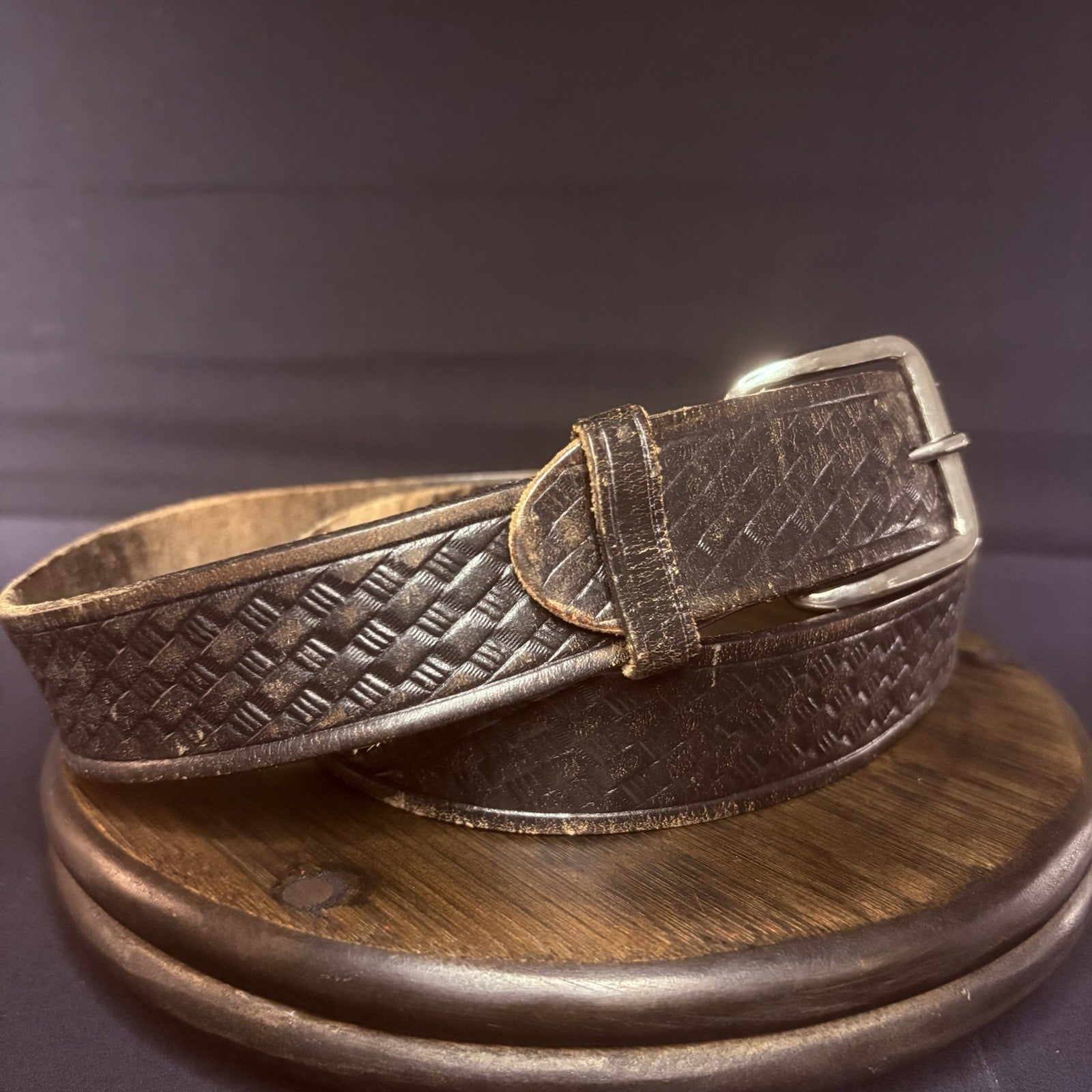 Duty Man Off Duty Belt Size 42" Chrome Buckle Basketweave Leather (6505-01)0