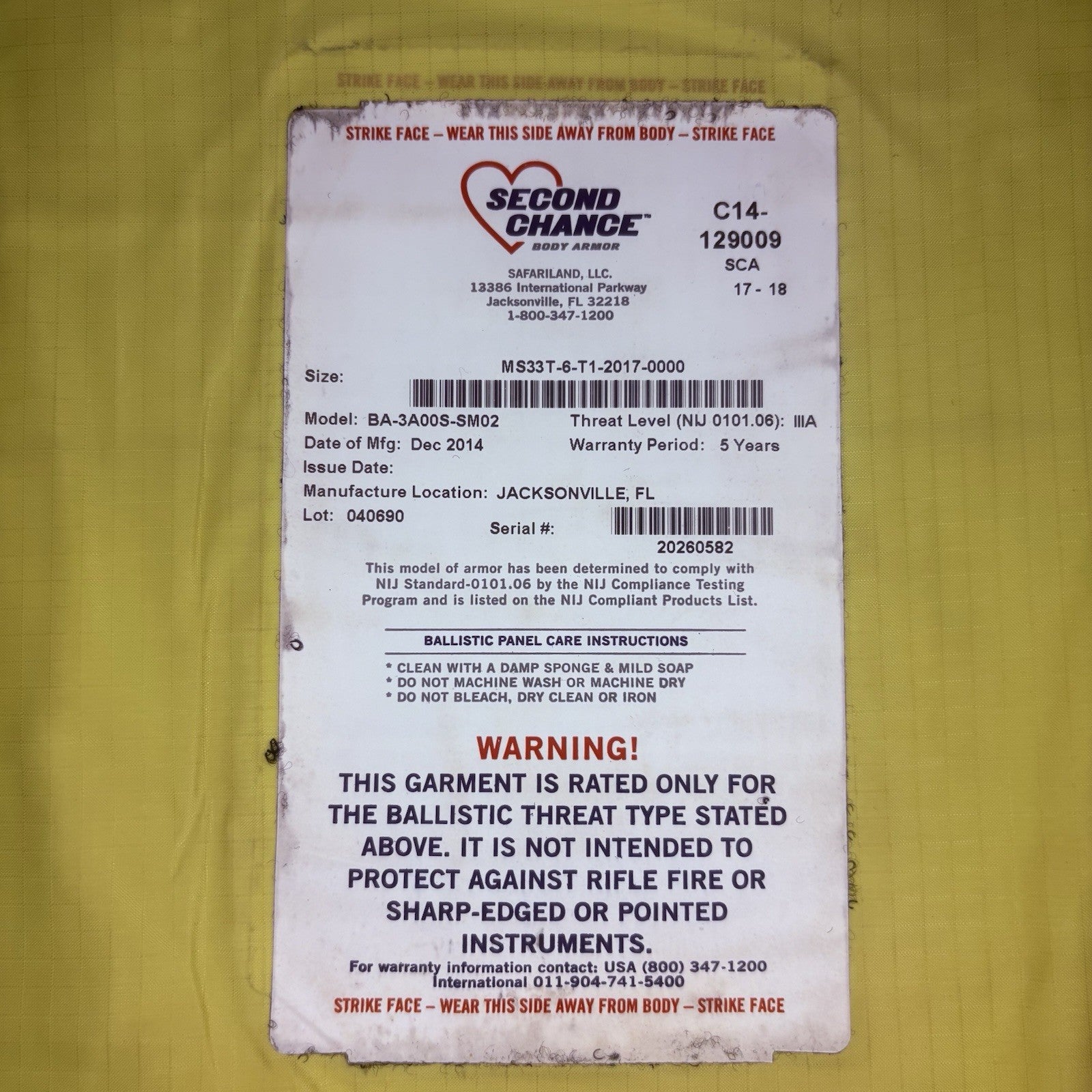Second Chance 3A Bullet Proof Vest Size Large LONG Concealable w/Trauma Plate10