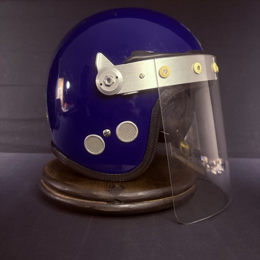 Vintage Police Riot Helmet Blue with Stickers & Face Shield One Size1