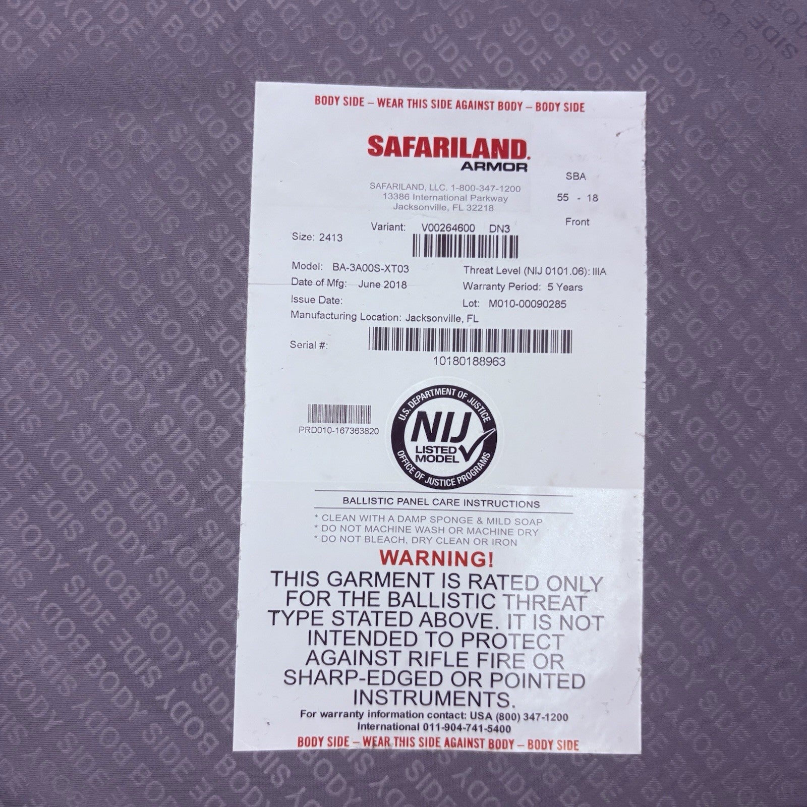 Safariland Xtreme 3A Bullet Proof Vest Size XL NEW Blauer Armorskin Carrier Vest13