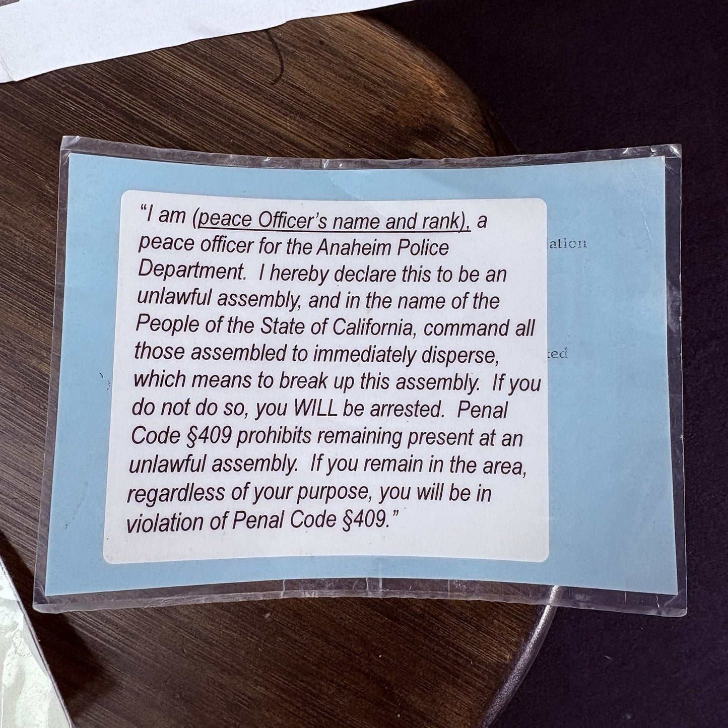 Police Field Tactics, Hand Signals, Formation Notes (Found Inside A Helmet)7