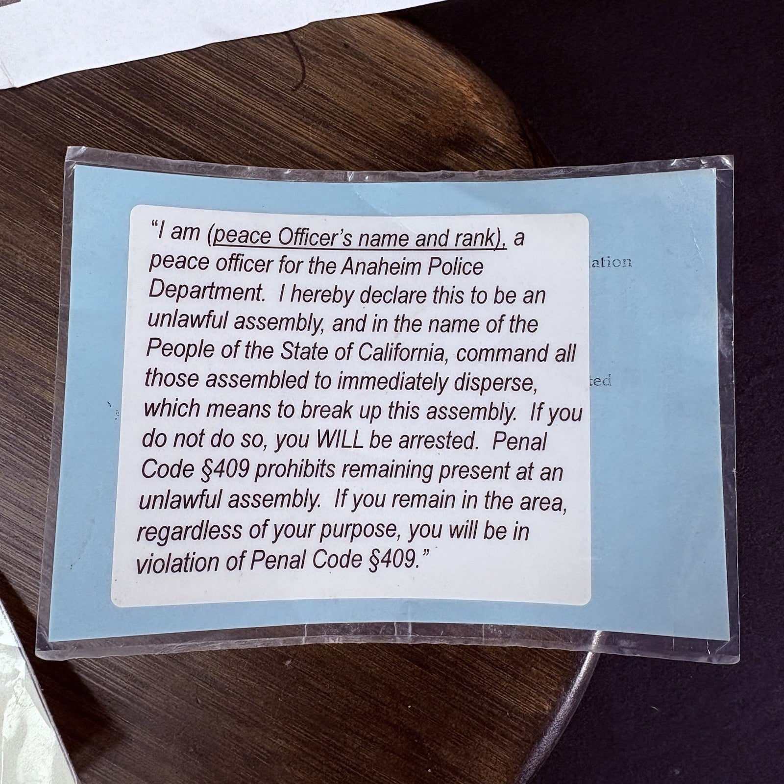 Police Field Tactics, Hand Signals, Formation Notes (Found Inside A Helmet)7