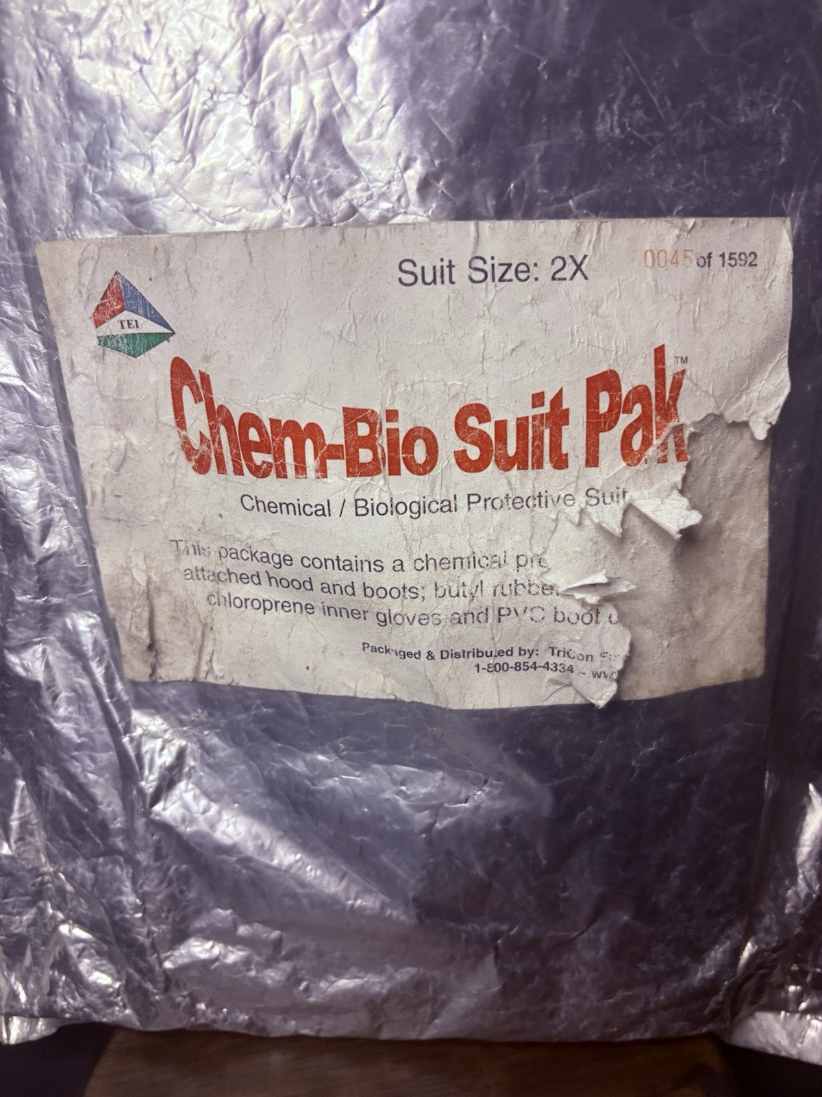 TriCon Chem-Bio Suit Pak Size 2XL, Level "C" w/Tychem F Suit, Gloves, & Boots1