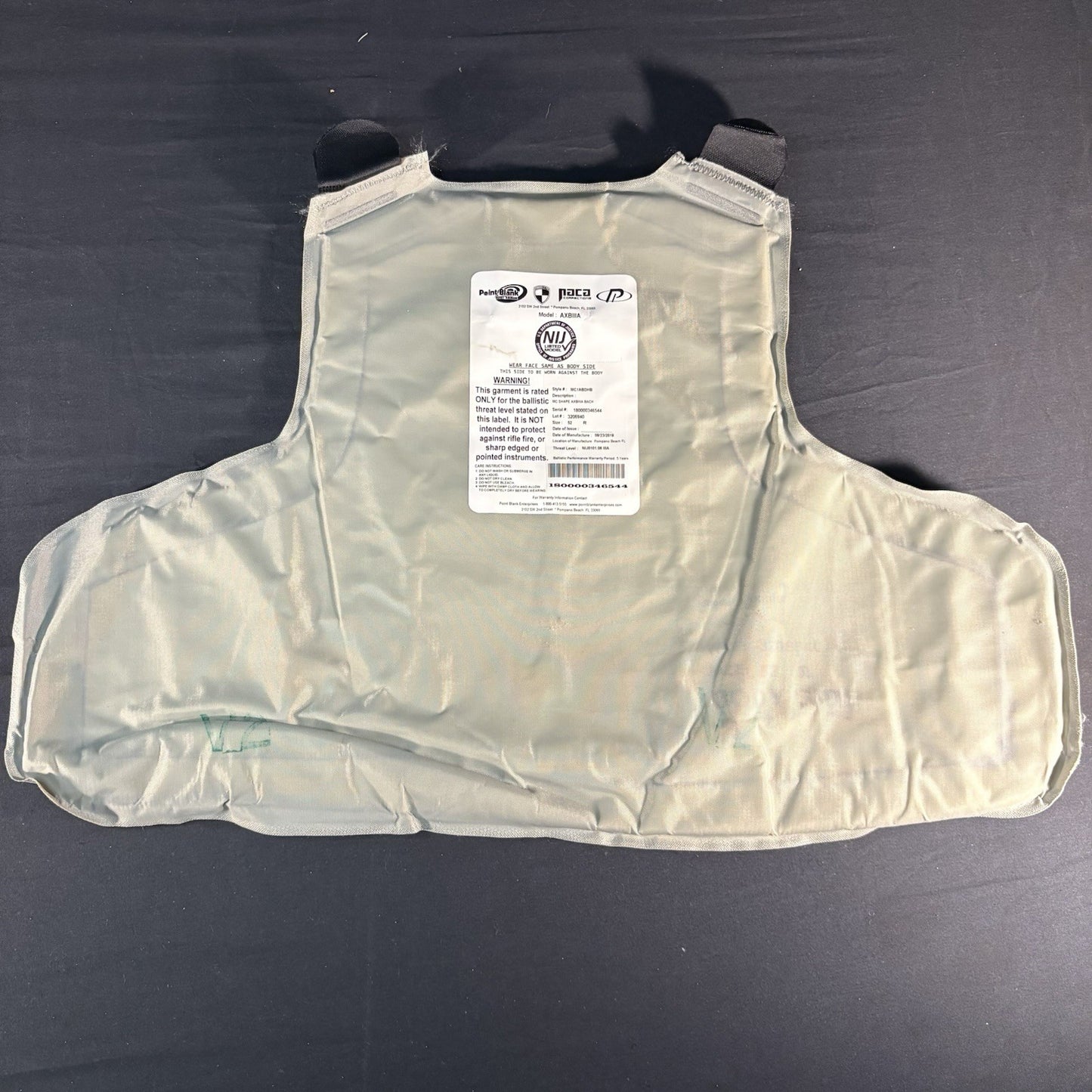 PB AXIIIA Level 3A(IIIA) Armor Size X-Large w/Safariland V1 Overt Carrier Vest20