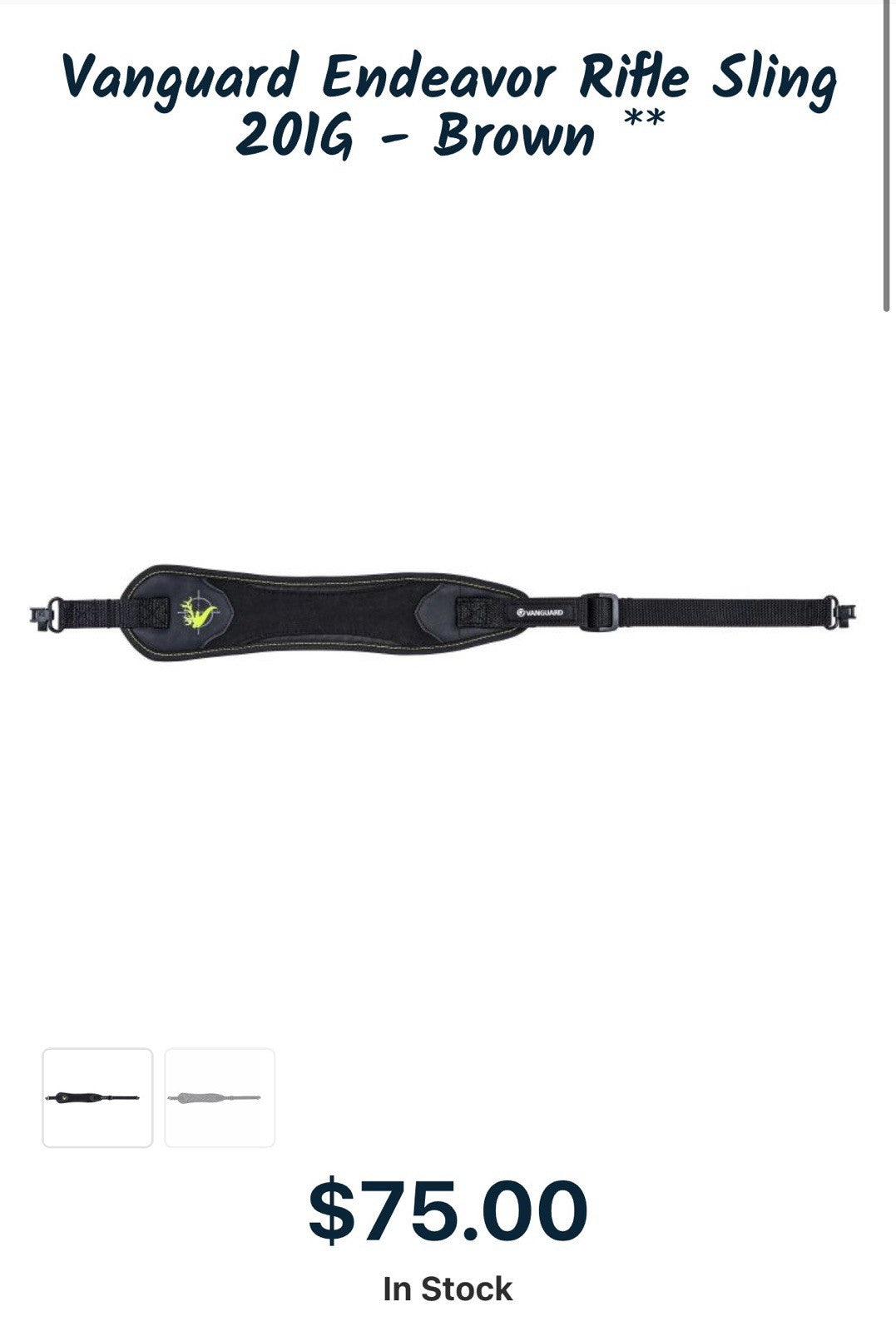 Vanguard Rifle Sling, 2 Point Swivel, Endeavor 201G1