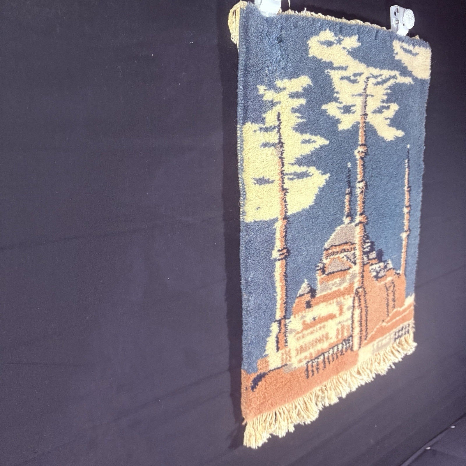 Hand Knotted Muslim Rug Turkish Pictorial Prayer Rug 2x1 Mosque Very Thick3