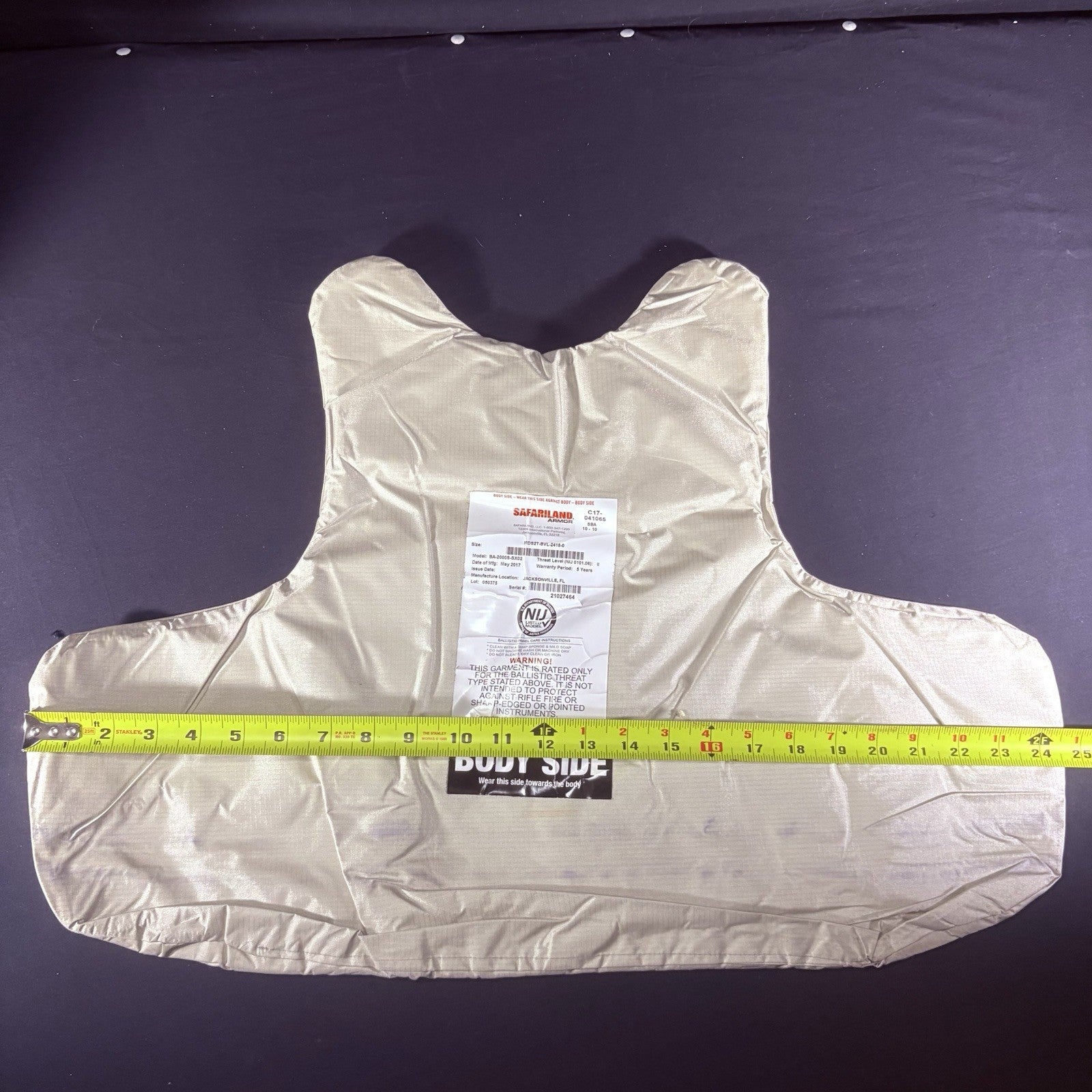 Safariland SX Armor Vest Level 2 II Size XXL Long Thinnest Lightest Bullet Proof10