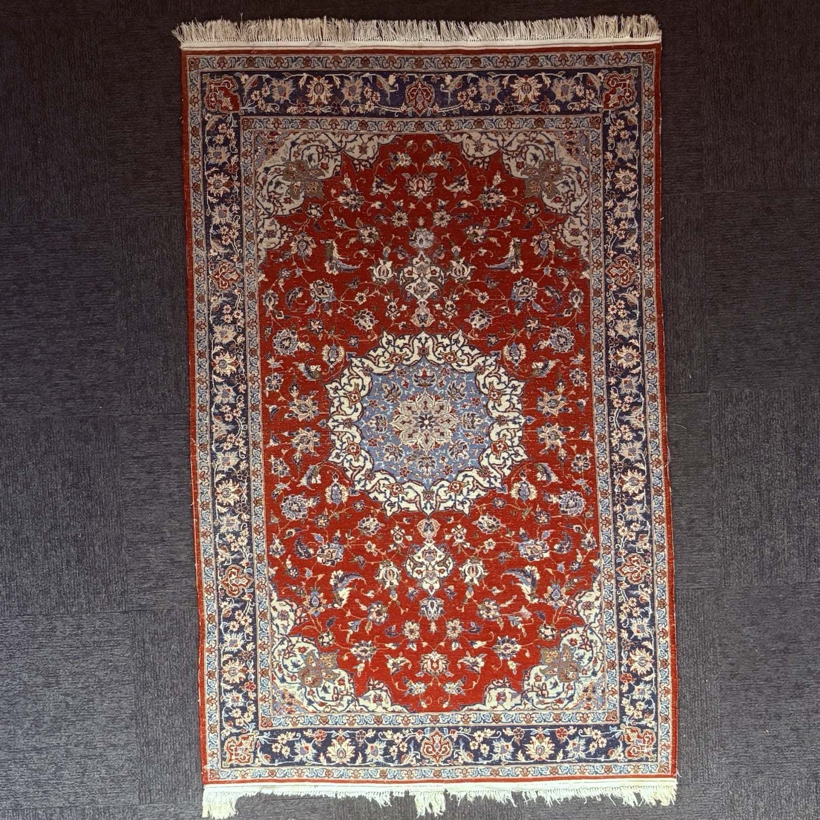 Semi-Antique Hand Knotted Rug 5x7 Medallion 324KPSI Estate Find 1970s Floral Rug11